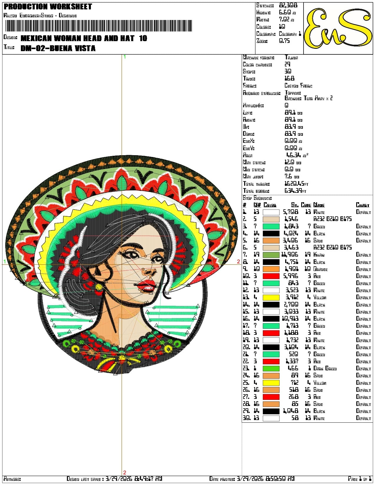 Mexican Woman Head and Hat    - Elegant embroidery design file-instant download — view 3