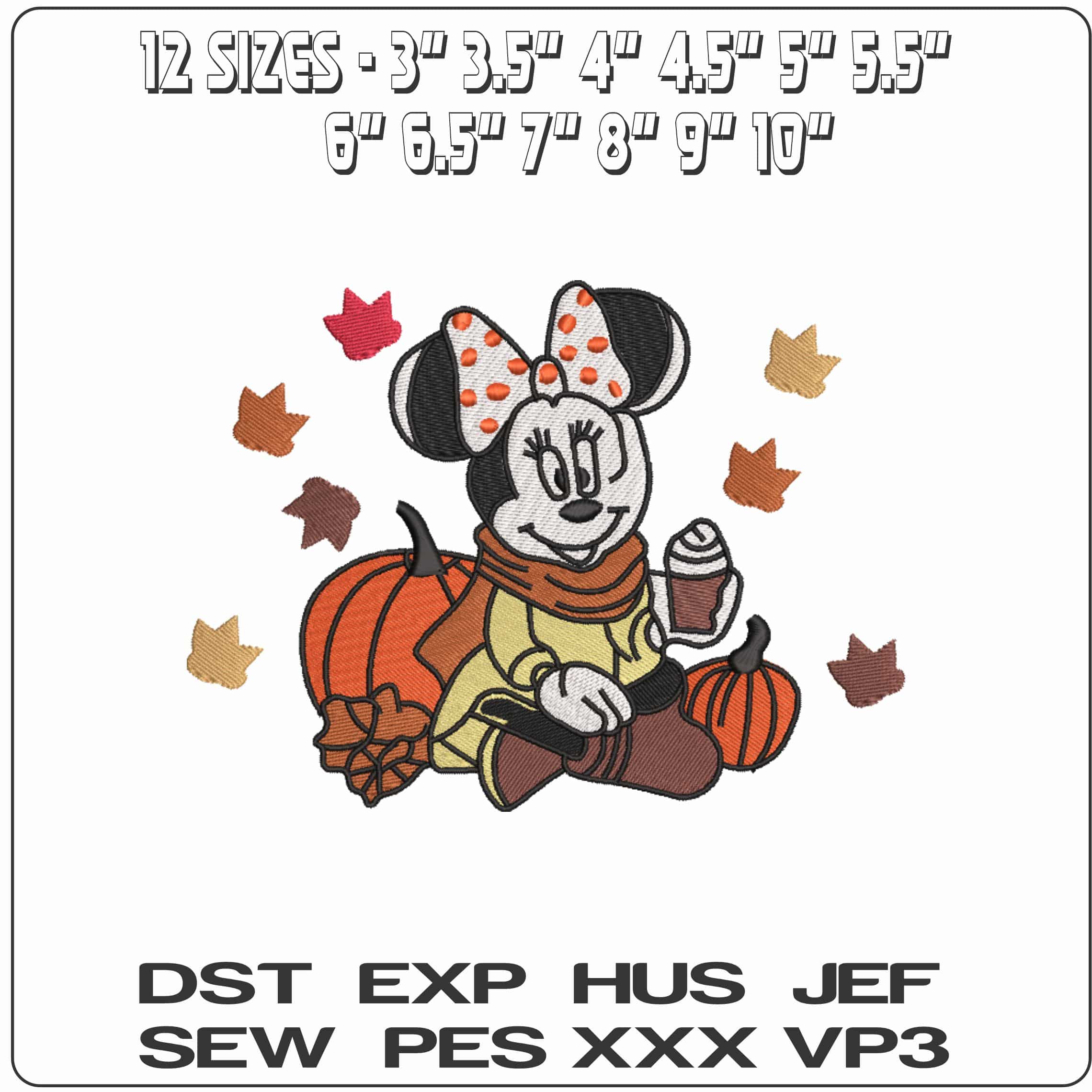 Minnie Mouse Halloween fall Leaves    - Elegant embroidery design file-instant download — view 2