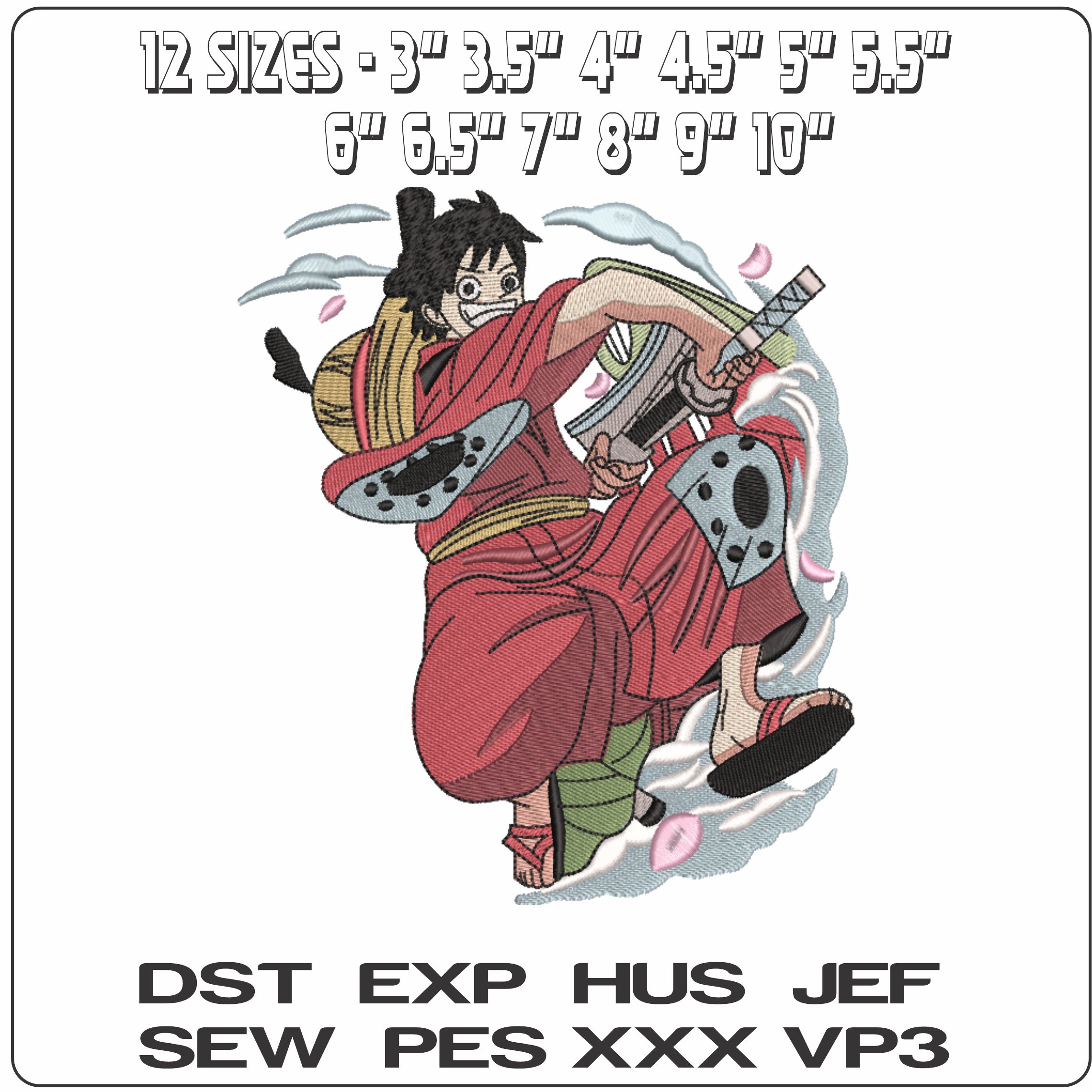 Monkey D Luffy with Sword One Piece Anime    - Elegant embroidery design file-instant download — view 2
