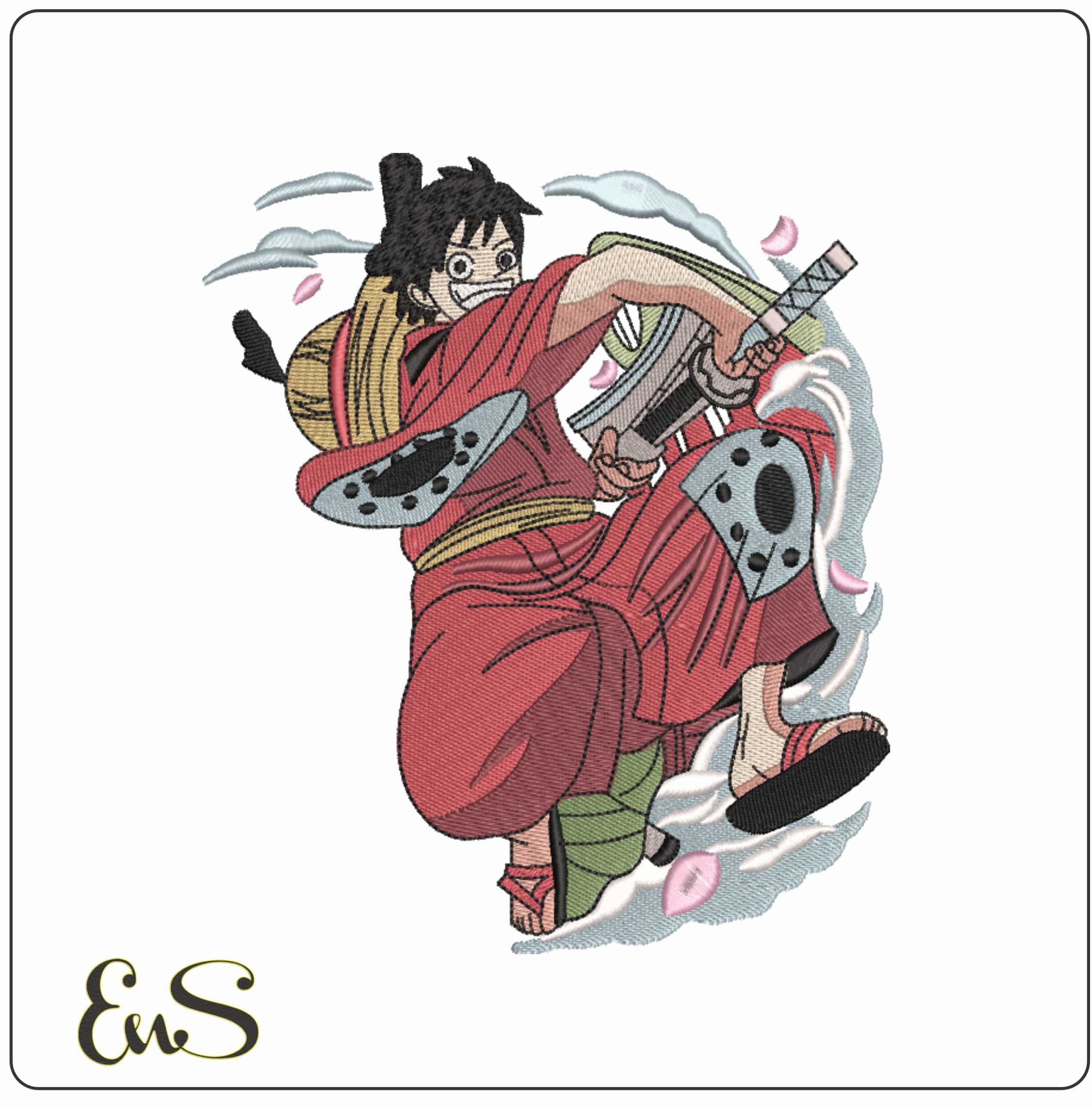 Monkey D Luffy with Sword One Piece Anime    - Elegant embroidery design file-instant download