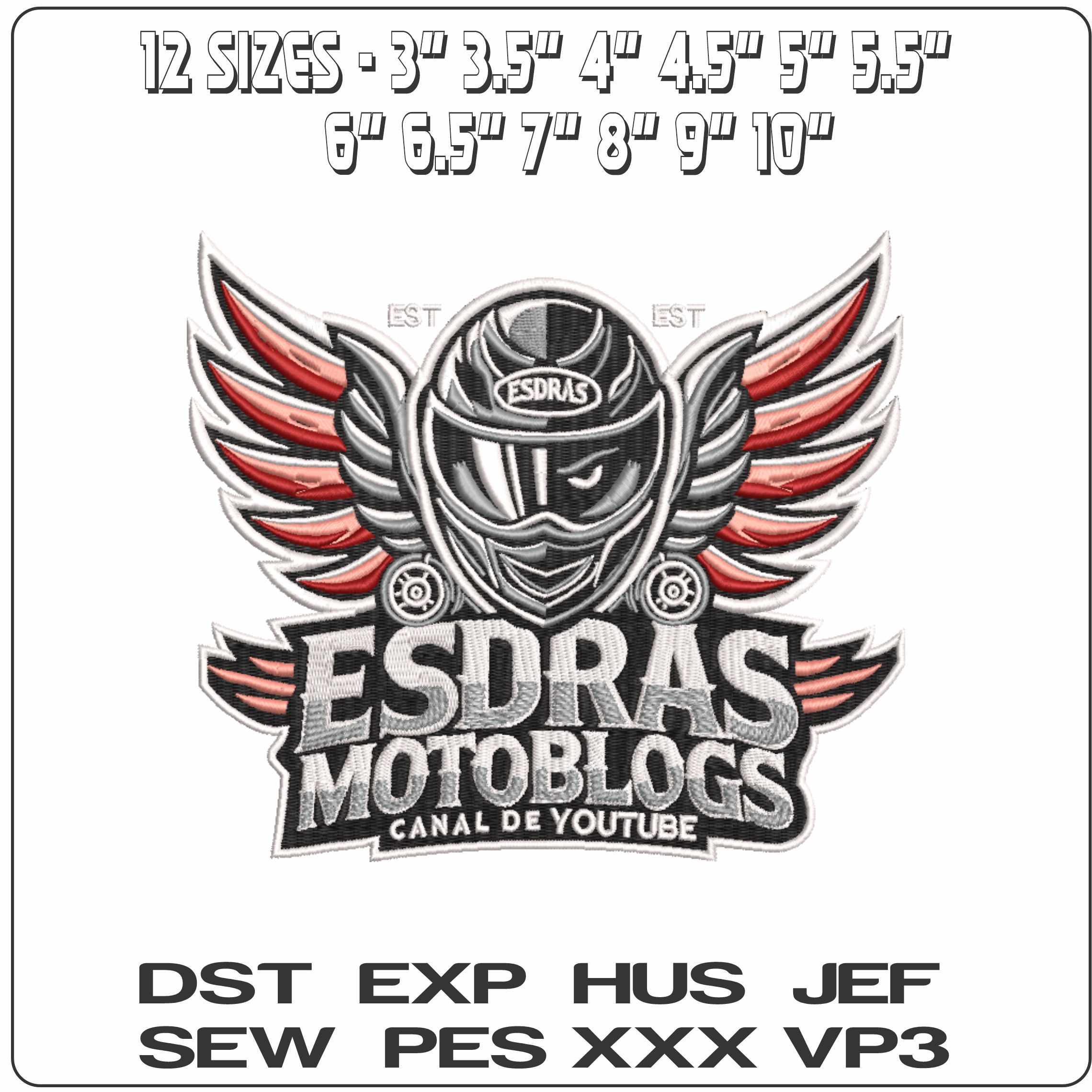 MotoBlog Youtube Brand    - Elegant embroidery design file-instant download — view 2