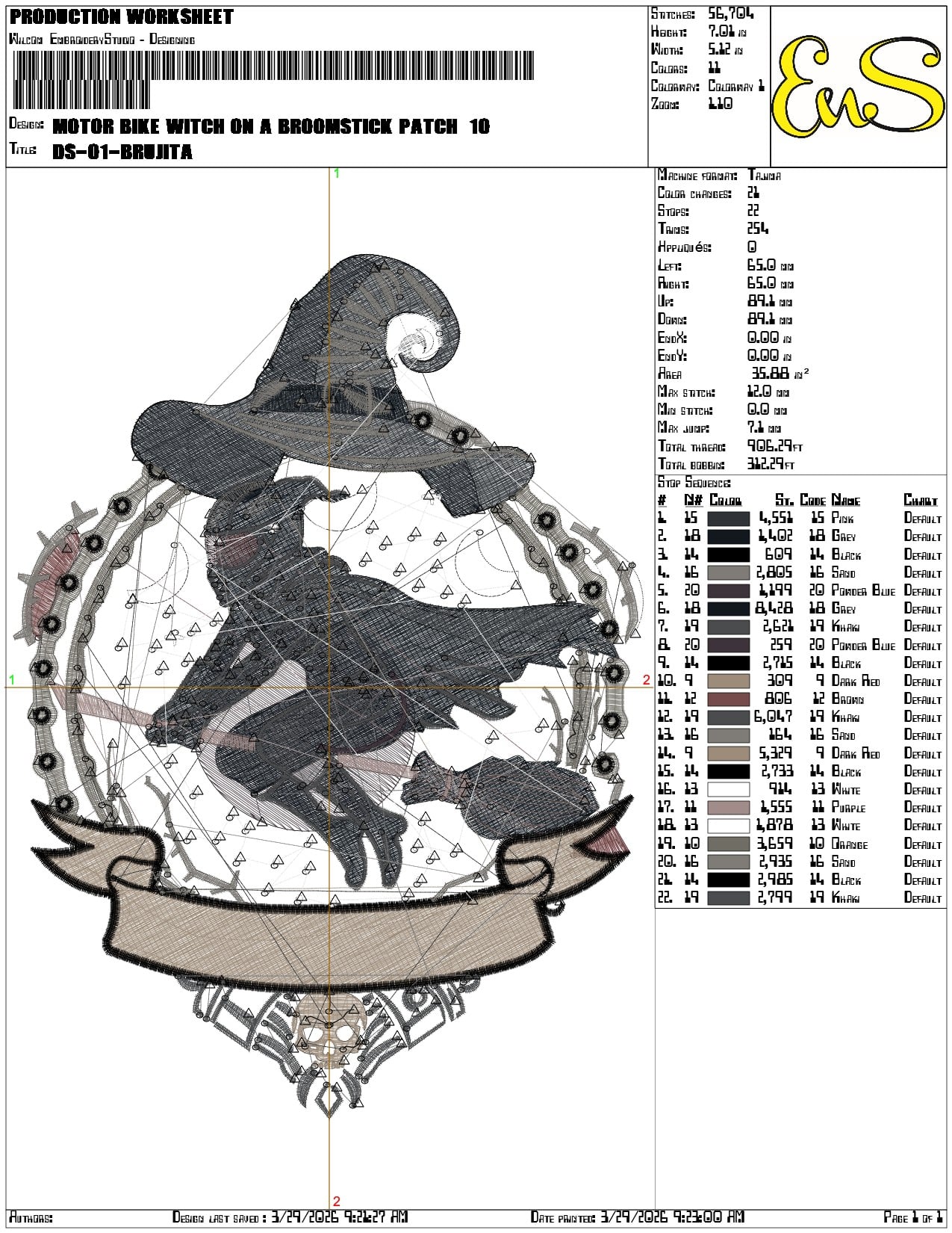 Motor Bike Witch on A broomstick Patch    - Elegant embroidery design file-instant download — view 3