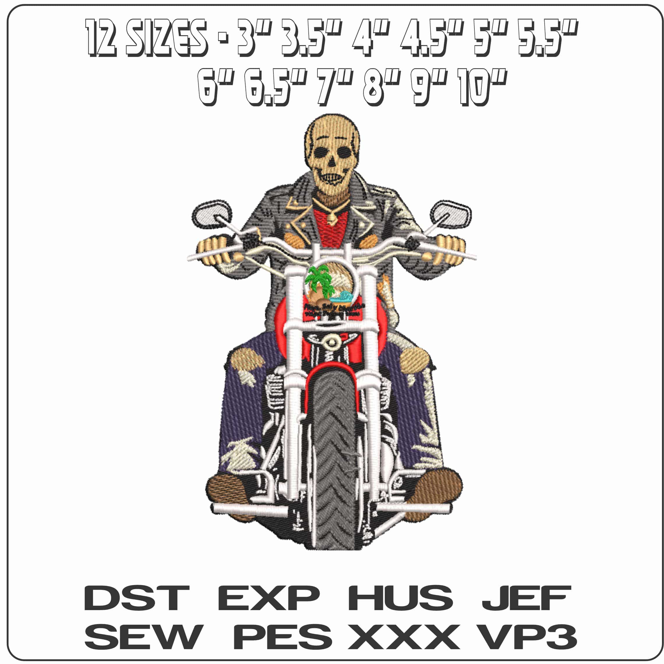 Motor Cycle Skeleton on easy rider   - Elegant embroidery design file-instant download — view 2