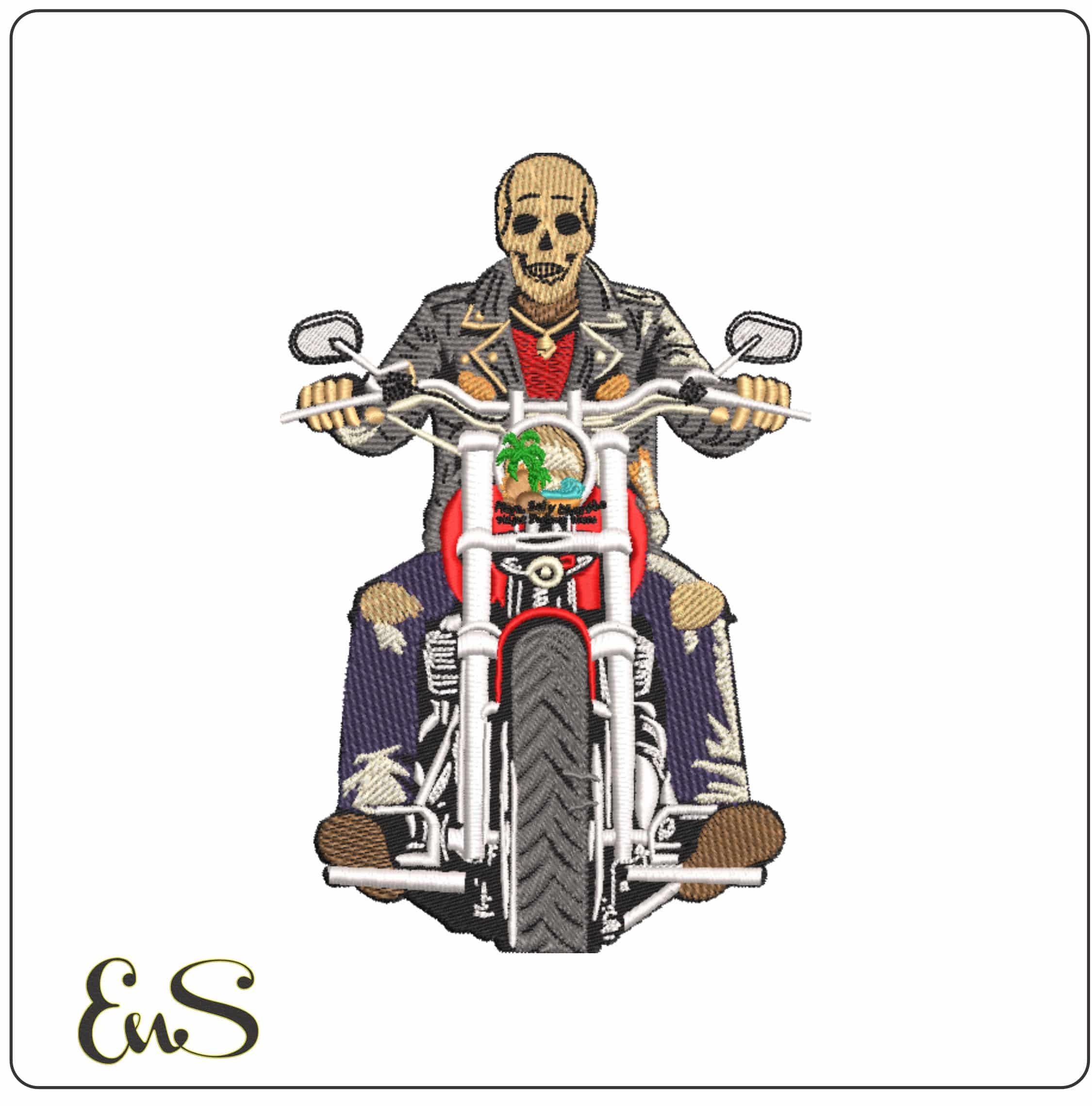Motor Cycle Skeleton on easy rider   - Elegant embroidery design file-instant download