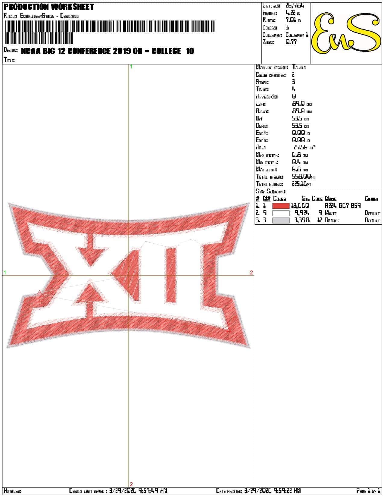 NCAA Big 12 Conference 2019 on College   - Elegant embroidery design file-instant download — view 3