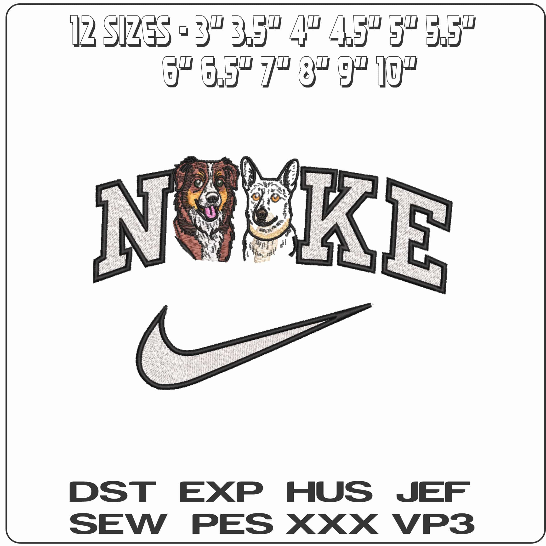 Nike 2 Cute dogs Faces   - Elegant embroidery design file-instant download — view 2