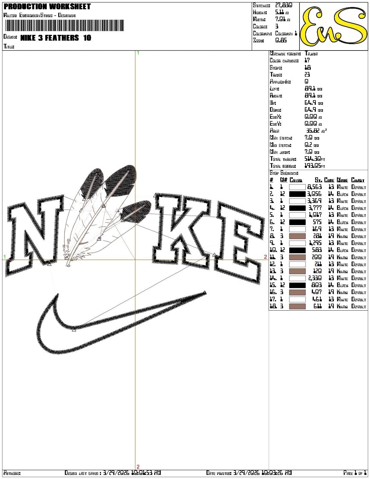 Nike 3 Feathers   - Elegant embroidery design file-instant download — view 3