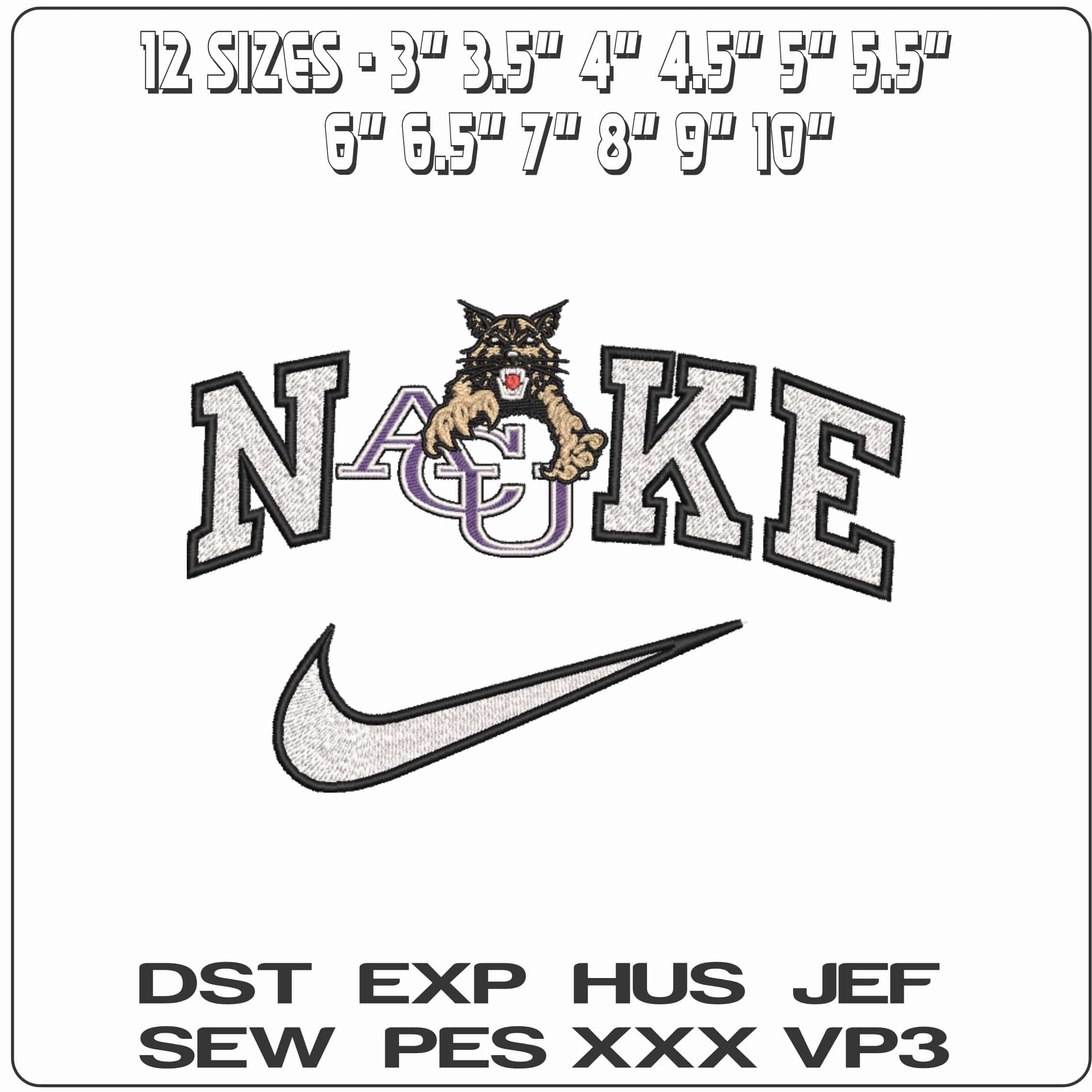 Nike Abilene Christian Wildcats 1997 2012  University   - Elegant embroidery design file-instant download — view 2