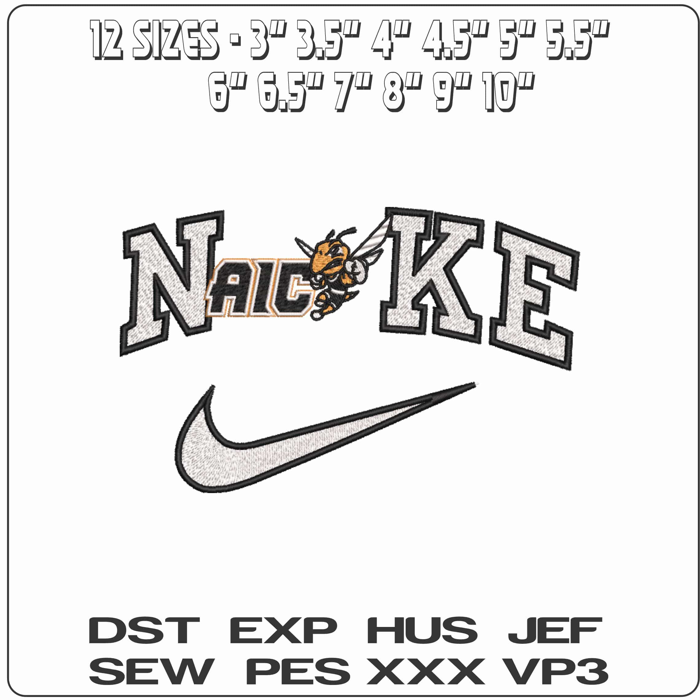 Nike AIC Yellow Jackets Rex 2025  American International College   - Elegant embroidery design file-instant download — view 2