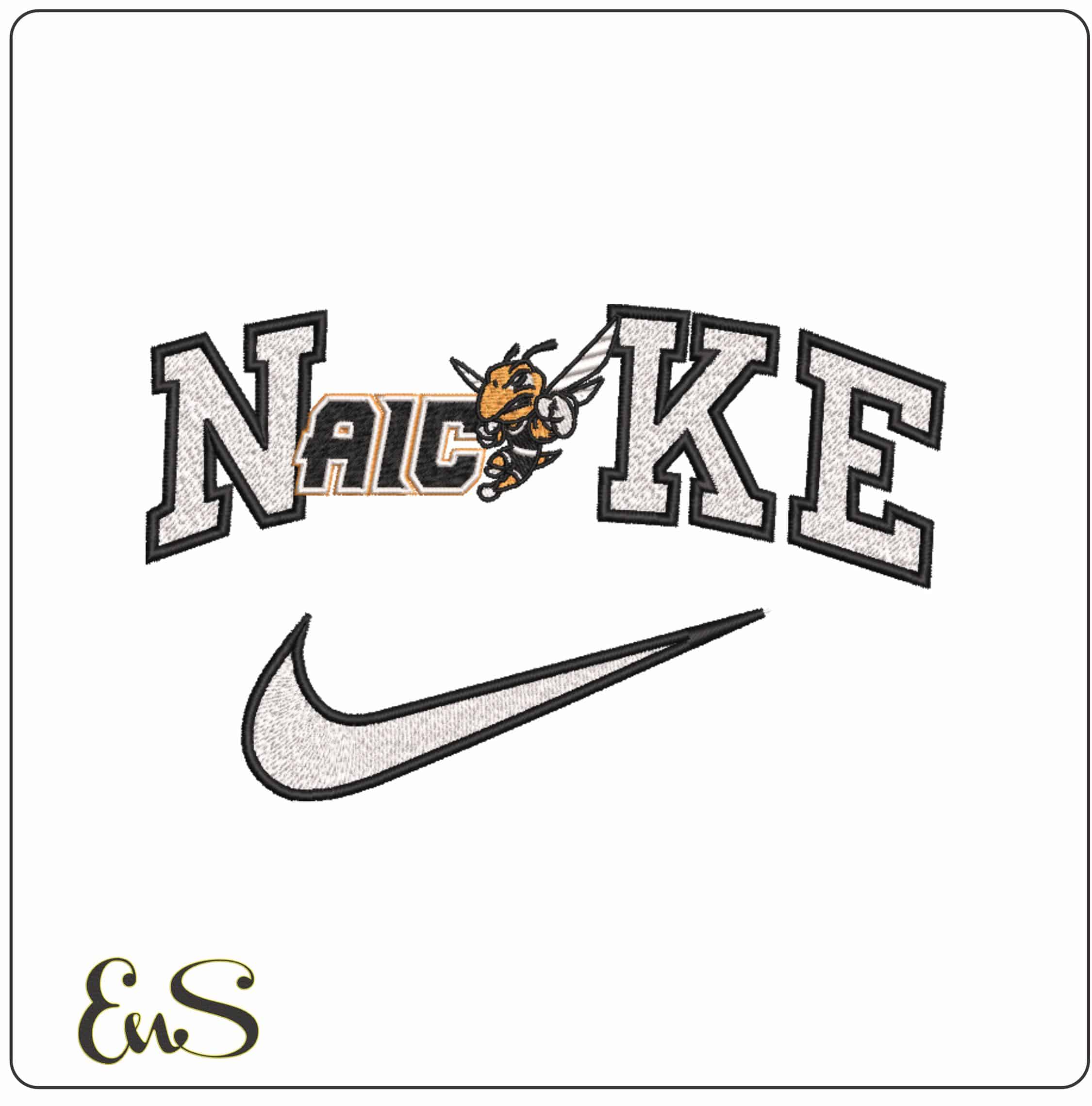 Nike AIC Yellow Jackets Rex 2025  American International College   - Elegant embroidery design file-instant download