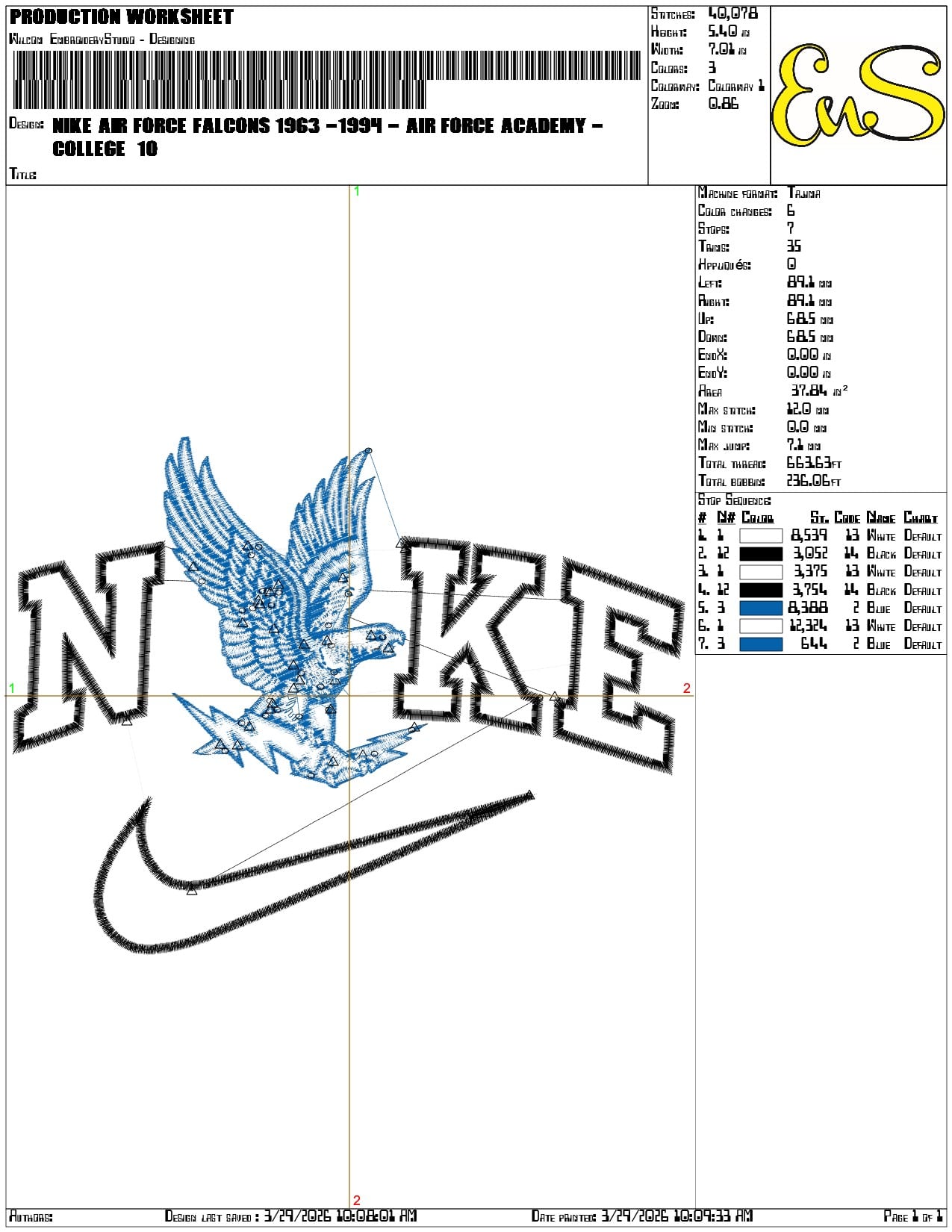 Nike Air Force Falcons 1963 1994  Academy College   - Elegant embroidery design file-instant download — view 3