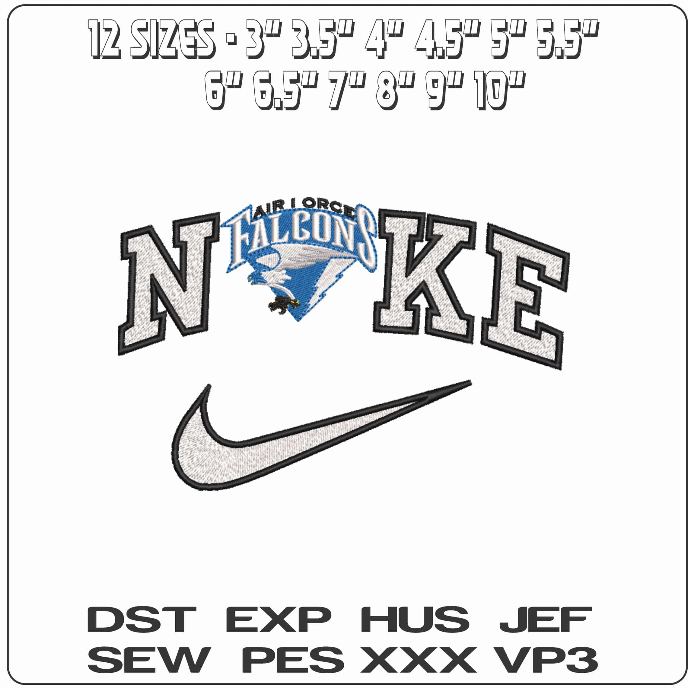 Nike Air Force Falcons 1995 to 2003  Academy   - Elegant embroidery design file-instant download — view 2