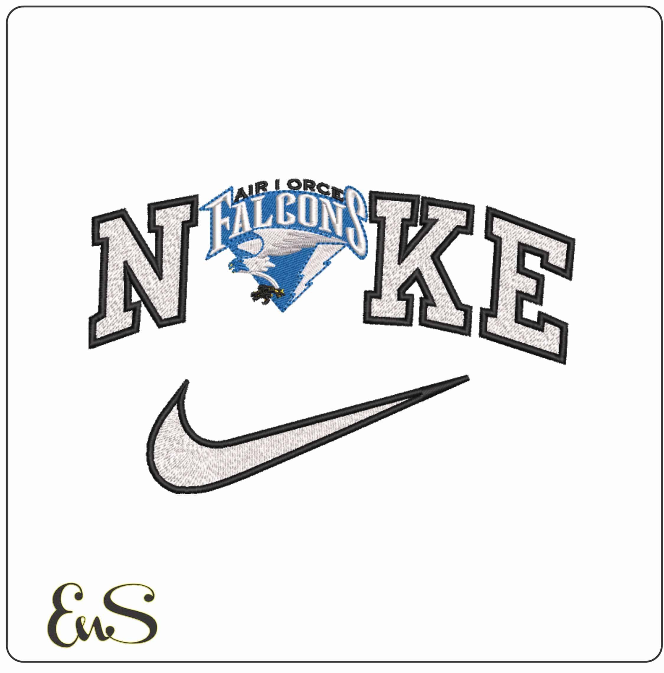 Nike Air Force Falcons 1995 to 2003  Academy   - Elegant embroidery design file-instant download