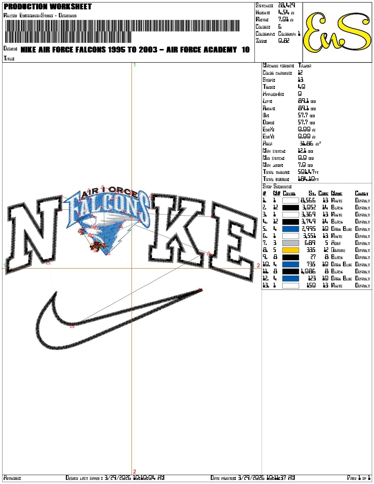 Nike Air Force Falcons 1995 to 2003  Academy   - Elegant embroidery design file-instant download — view 3