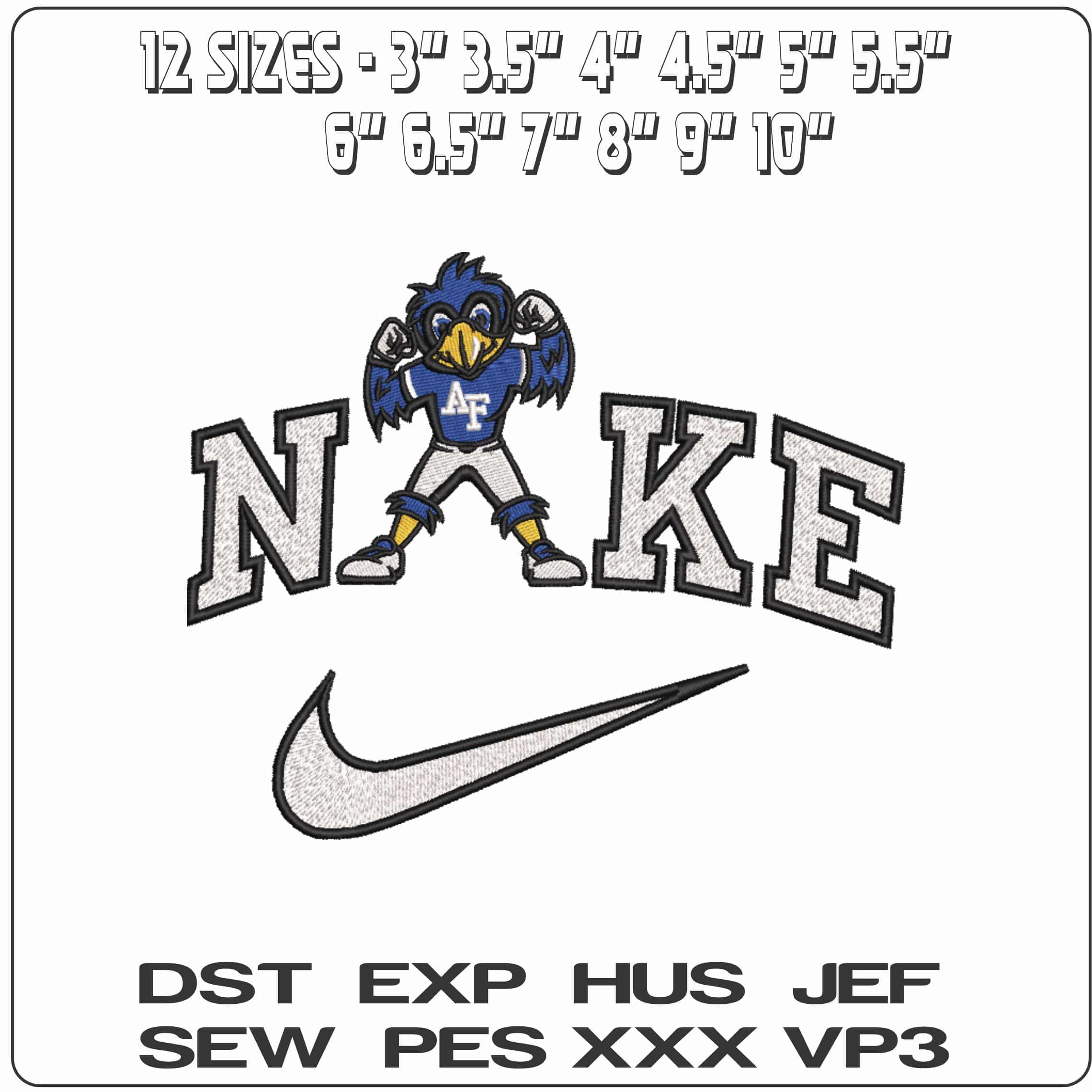 Nike Air Force Falcons Mascot Air Force Academy   - Elegant embroidery design file-instant download — view 2