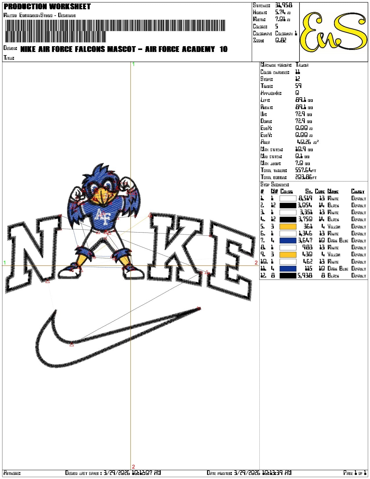 Nike Air Force Falcons Mascot Air Force Academy   - Elegant embroidery design file-instant download — view 3