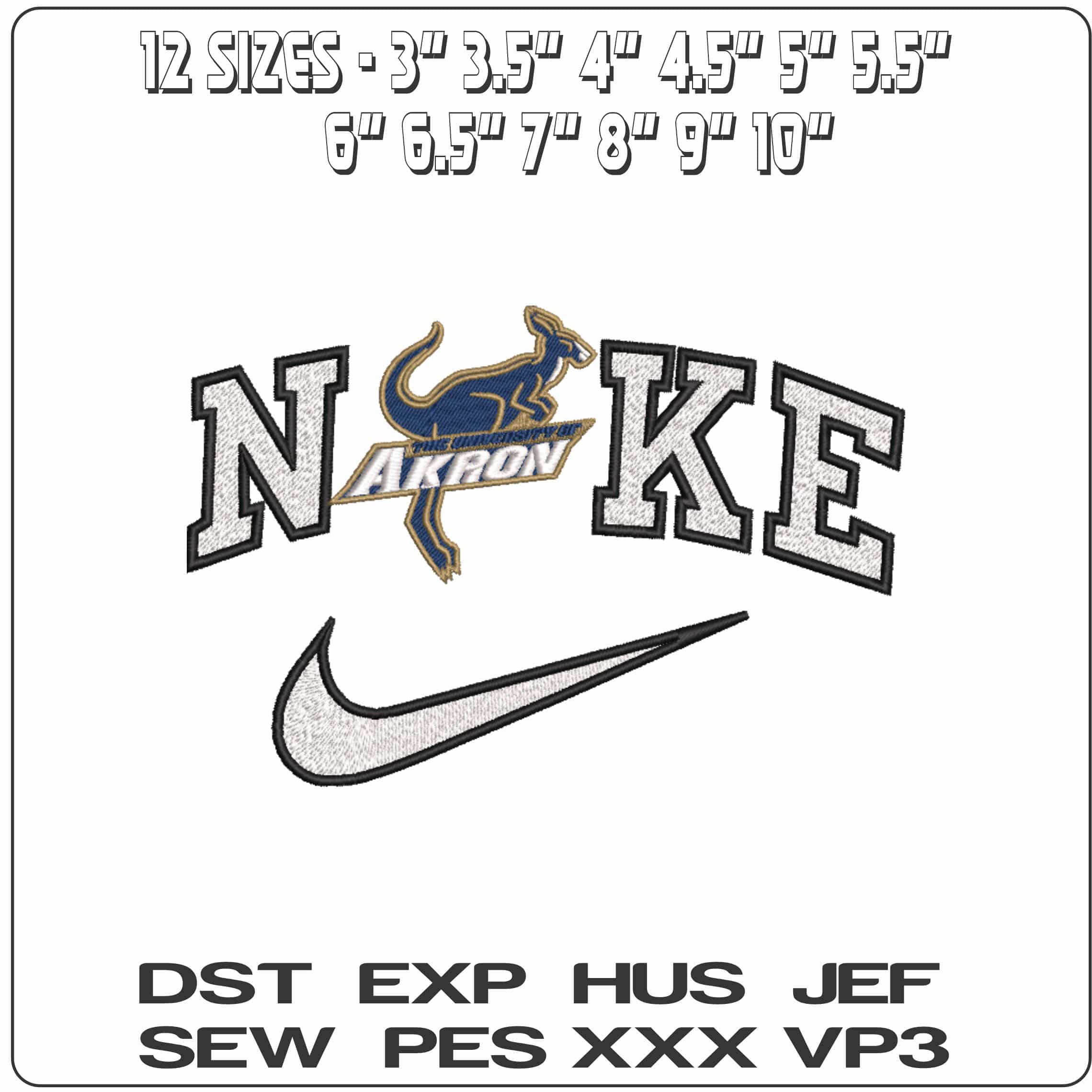 Nike Akron Zip 2002 to 2008 University  Akron   - Elegant embroidery design file-instant download — view 2