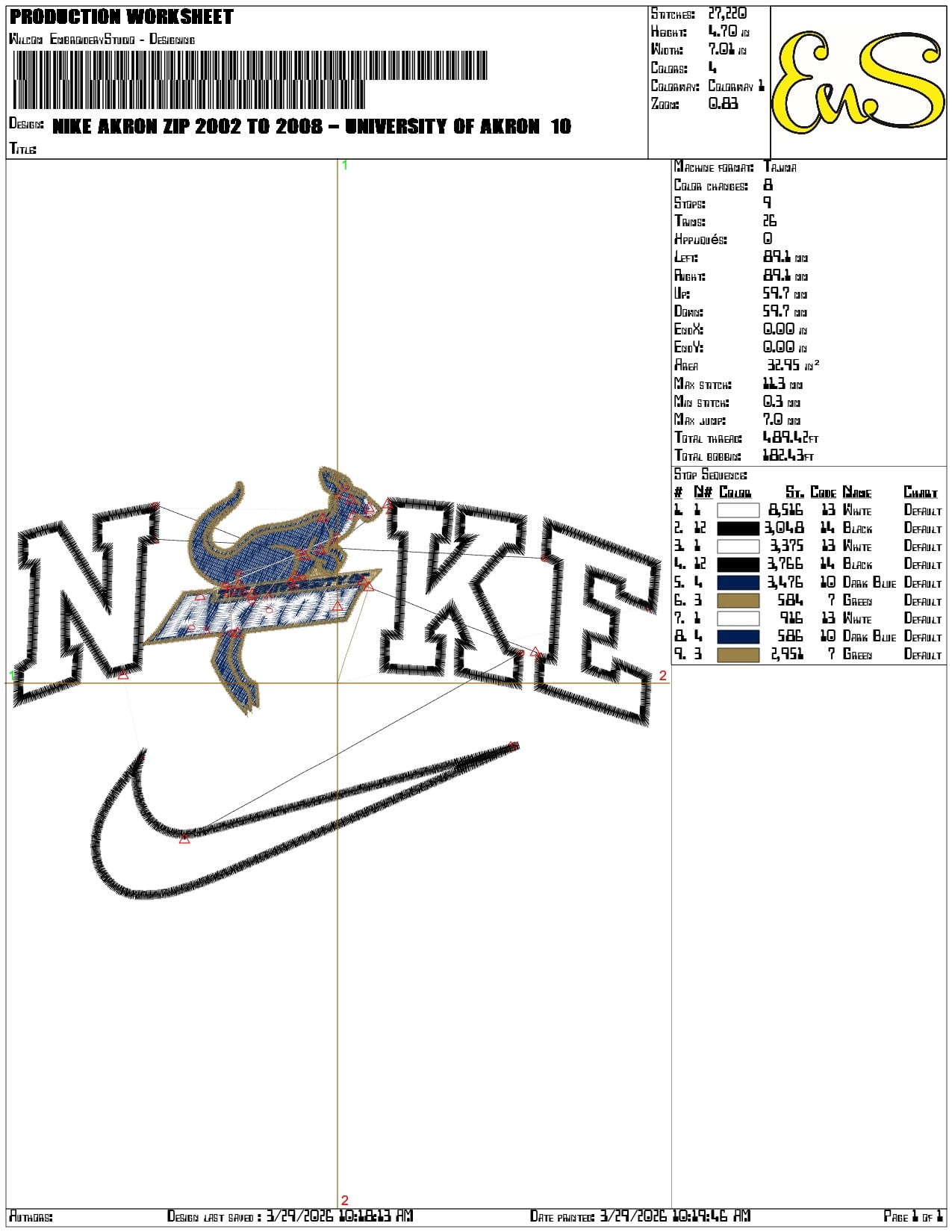 Nike Akron Zip 2002 to 2008 University  Akron   - Elegant embroidery design file-instant download — view 3