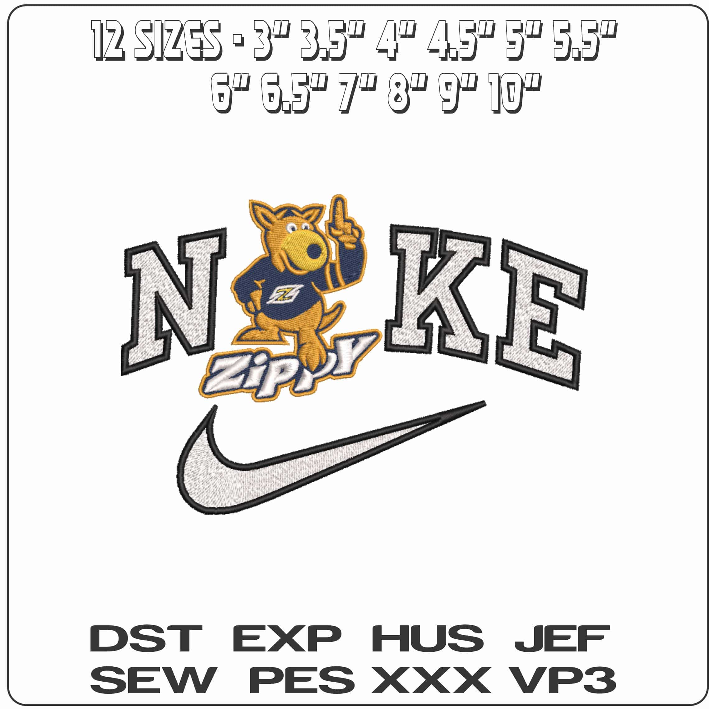 Nike Akron Zip Mascot Zippy University   - Elegant embroidery design file-instant download — view 2