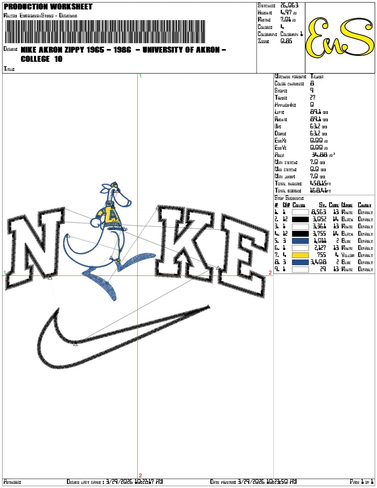 Nike Akron Zippy 1965 1986 University  Akron College   - Elegant embroidery design file-instant download — view 3
