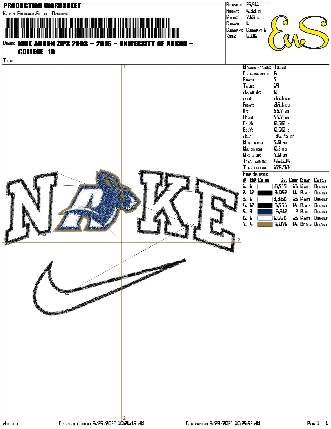 Nike Akron Zips 2008 2015 University  Akron College   - Elegant embroidery design file-instant download — view 3