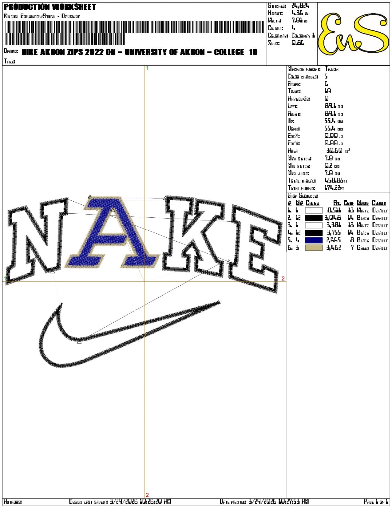 Nike Akron Zips 2022 on University of Akron College   - Elegant embroidery design file-instant download — view 3