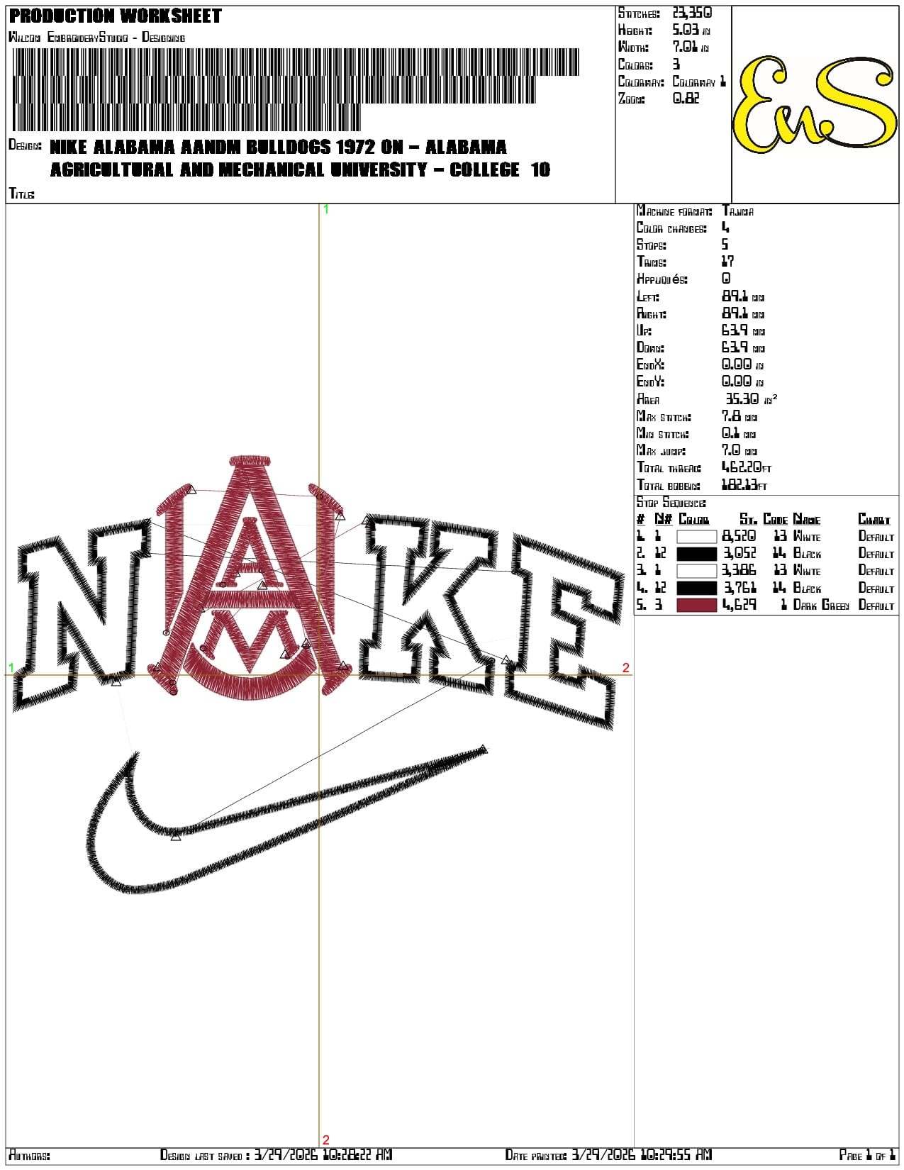 Nike Alabama And Bulldogs 1972 Agricultural  Mechanical University   - Elegant embroidery design file-instant download — view 3