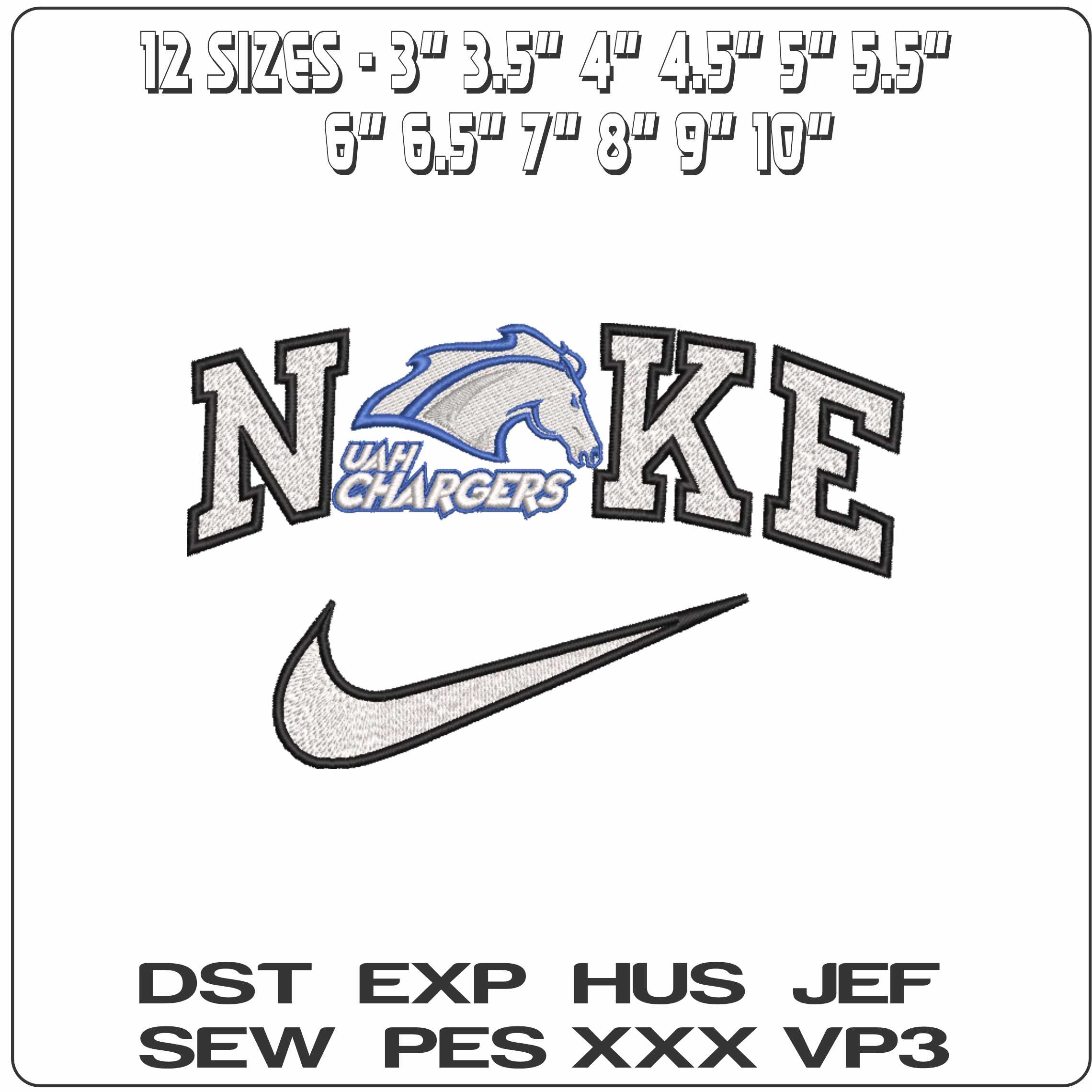 Nike Alabama Huntsville Chargers 2005  University   - Elegant embroidery design file-instant download — view 2