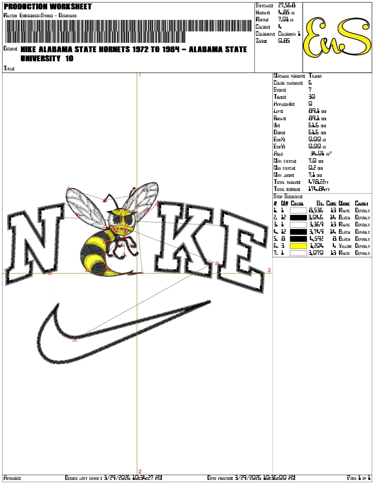 Nike Alabama State Hornets 1972 to 1984  University   - Elegant embroidery design file-instant download — view 3