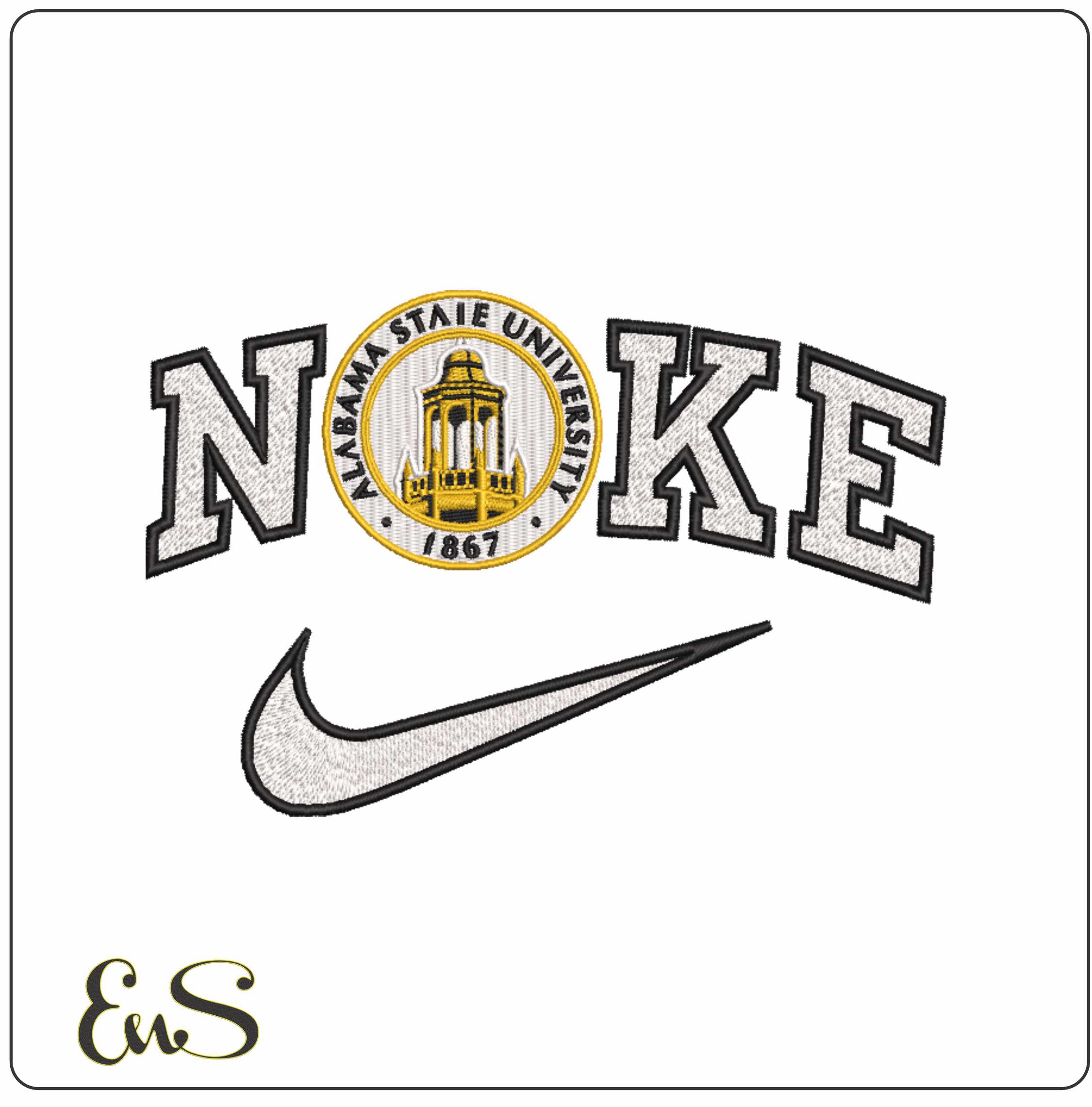 Nike Alabama State Hornets emblem University   - Elegant embroidery design file-instant download