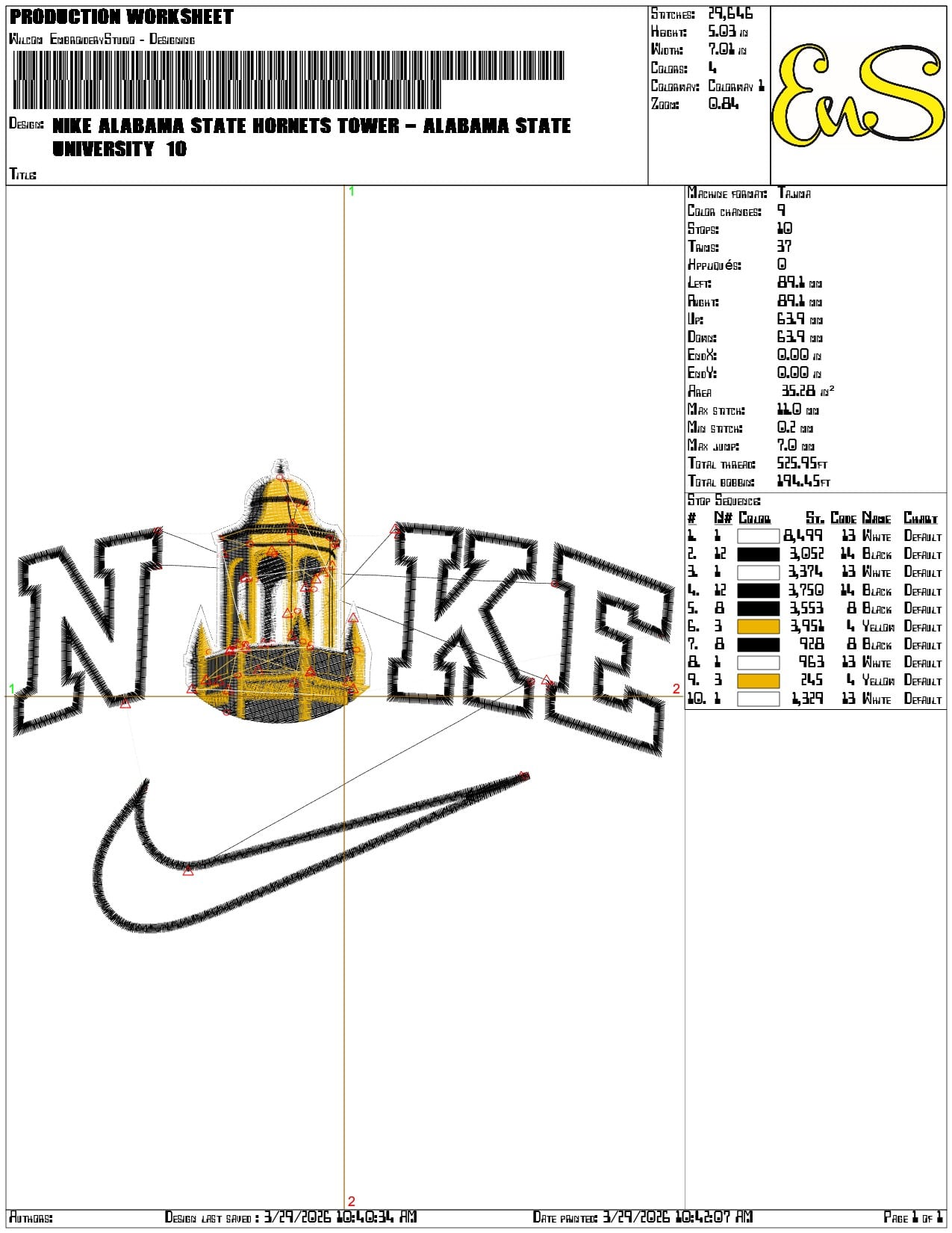 Nike Alabama State Hornets Tower  University   - Elegant embroidery design file-instant download — view 3