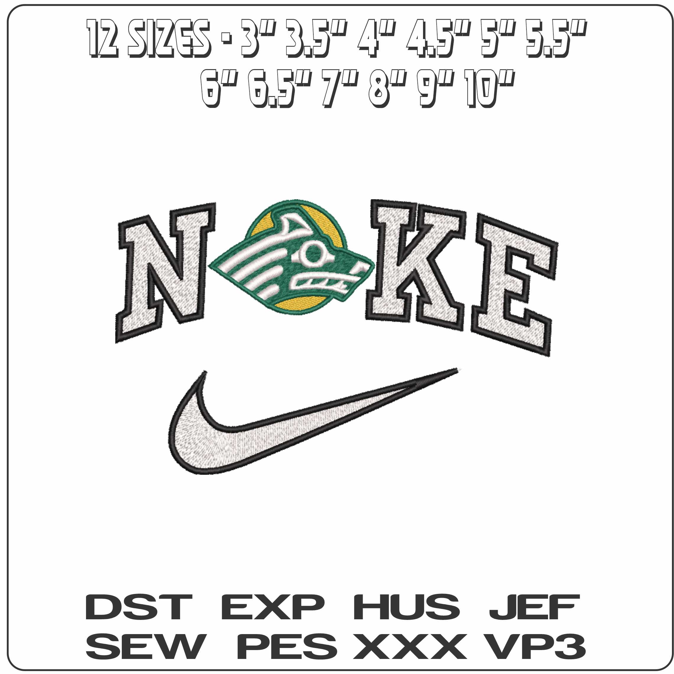 Nike Alaska Anchorage Seawolves 1973 on University   - Elegant embroidery design file-instant download — view 2
