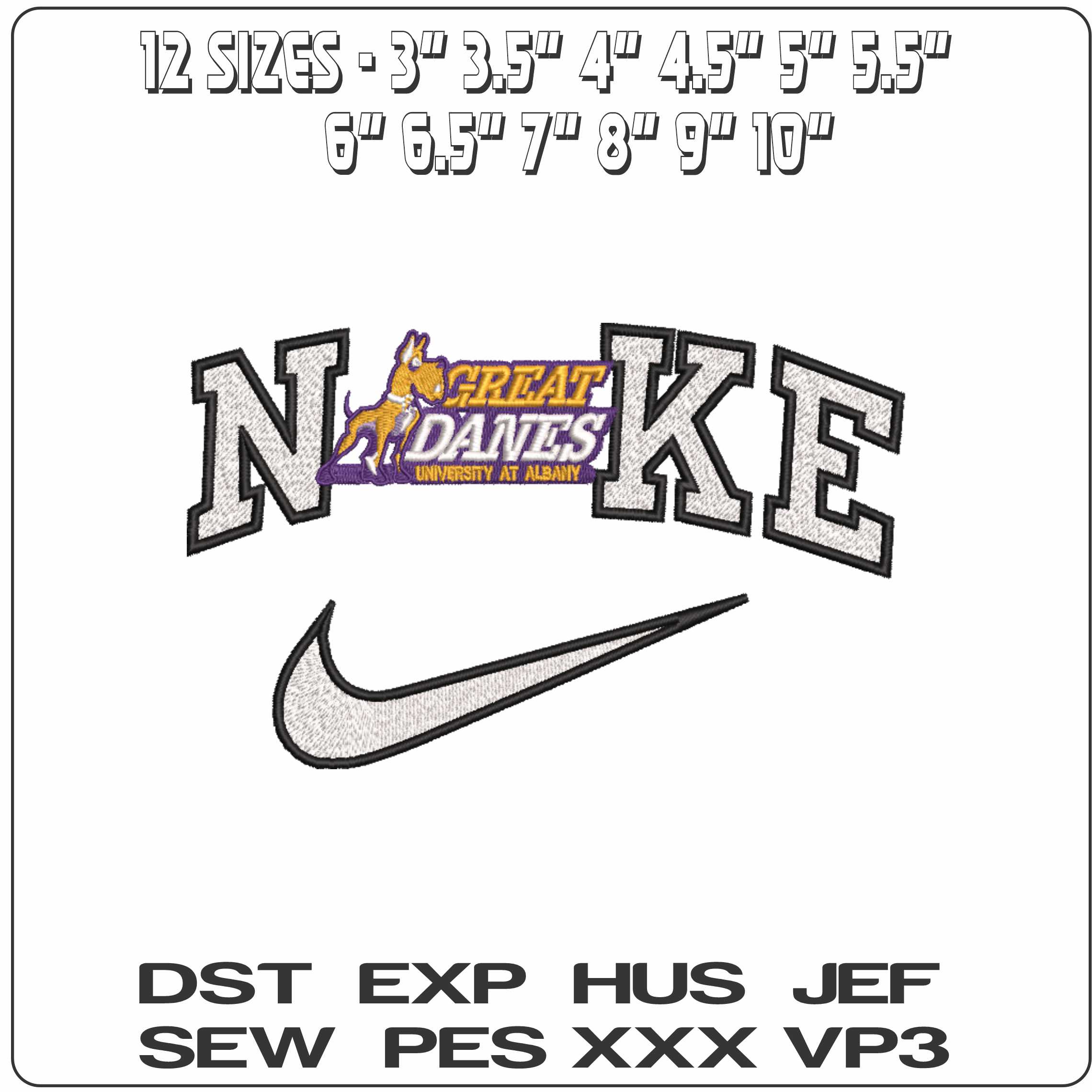 Nike Albany Great Danes 2002 to 2013 University   - Elegant embroidery design file-instant download — view 2
