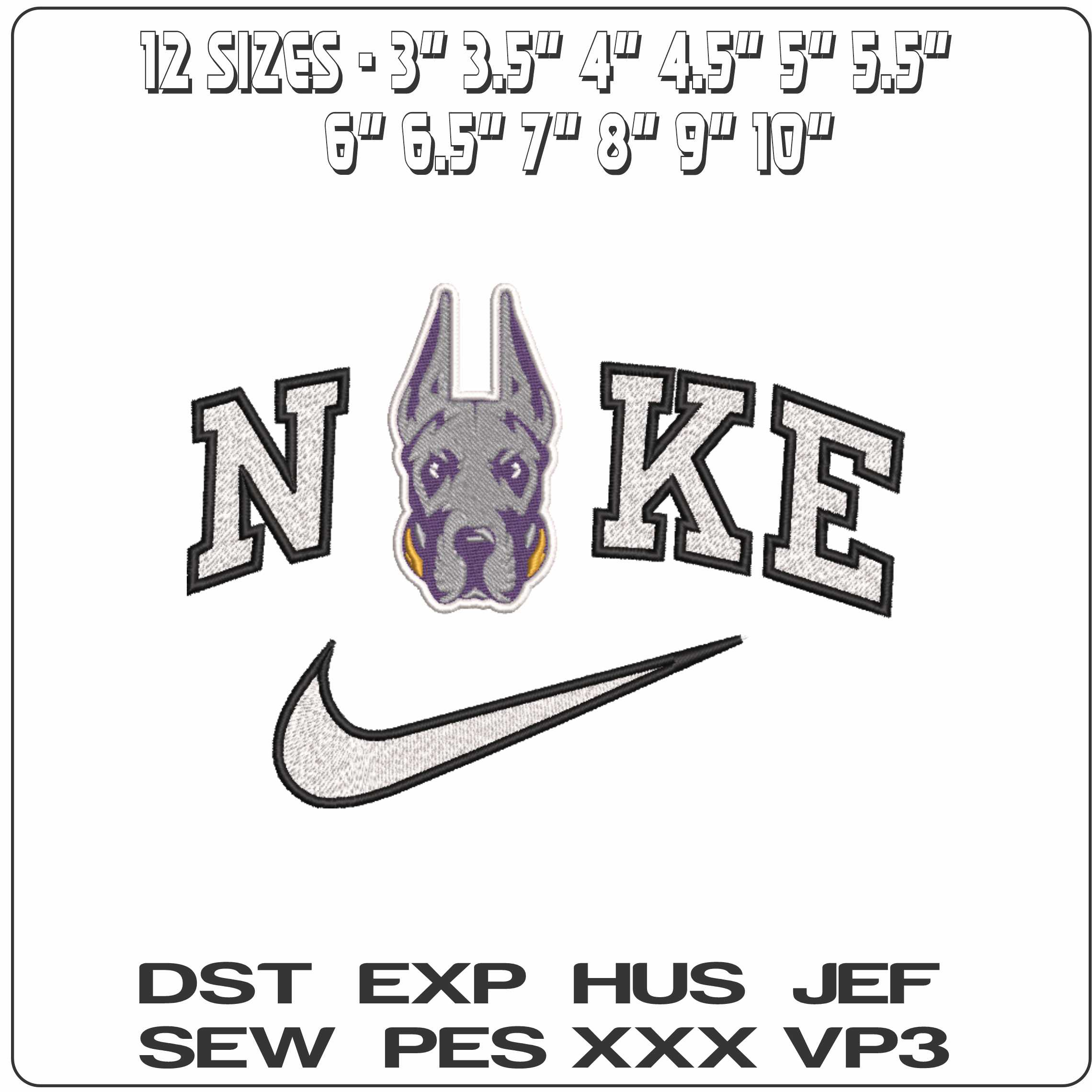 Nike Albany Great Danes 2023 on University   - Elegant embroidery design file-instant download — view 2