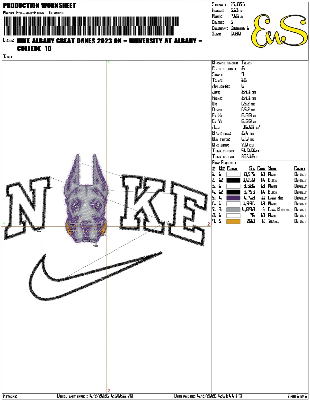 Nike Albany Great Danes 2023 on University   - Elegant embroidery design file-instant download — view 3