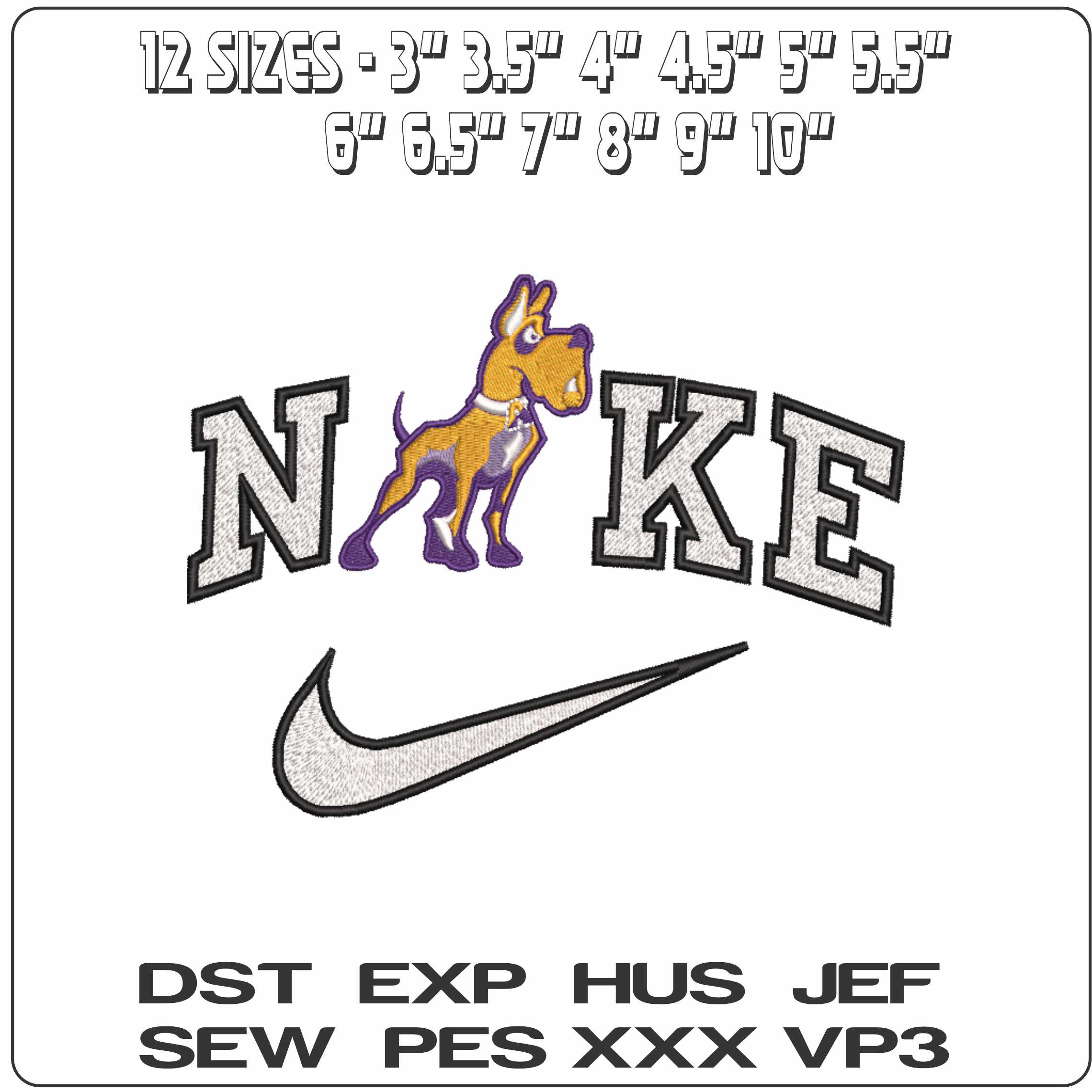 Nike Albany Great Danes dog 2002 to 2013 University   - Elegant embroidery design file-instant download — view 2