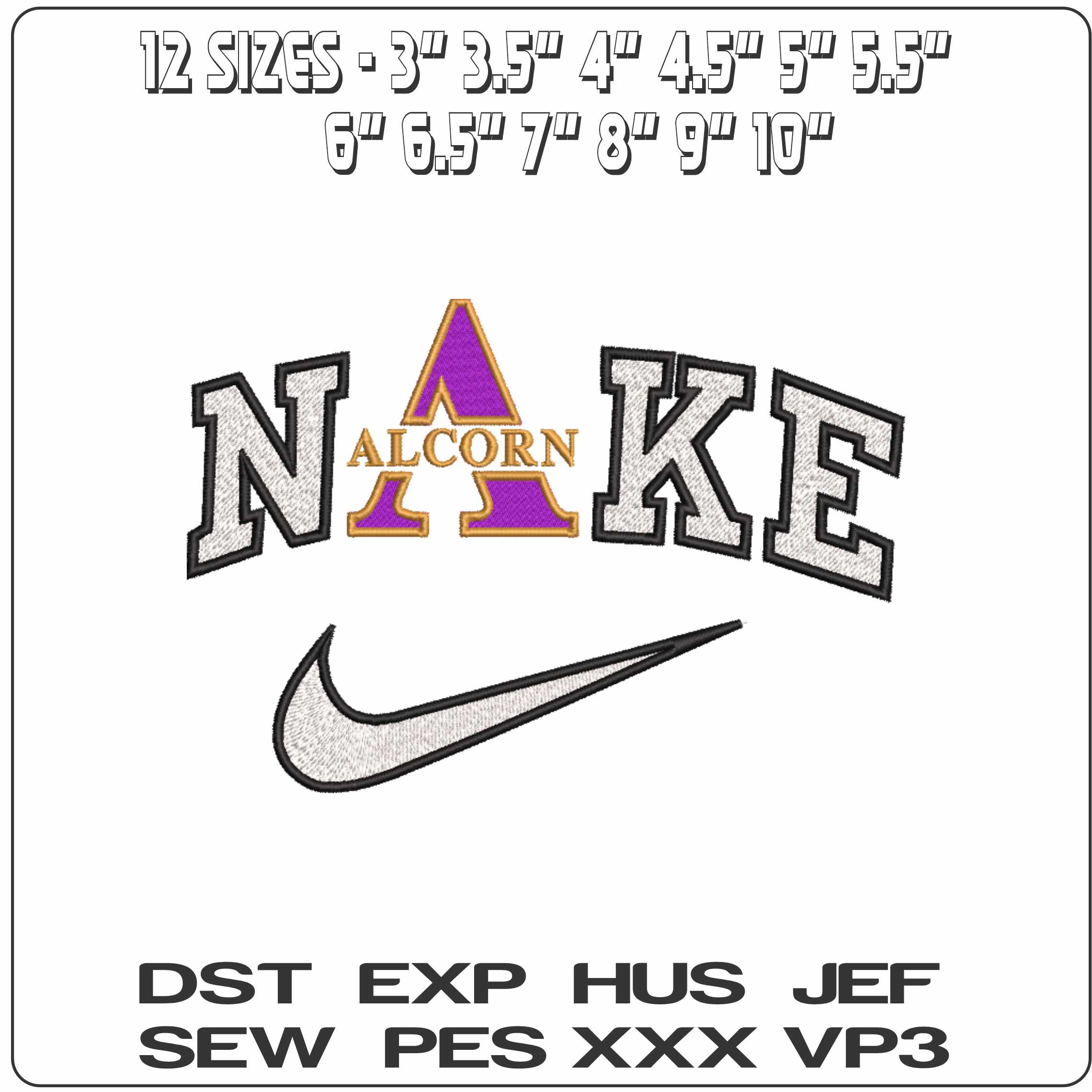 Nike Alcorn State Braves 2017 Alternative State University   - Elegant embroidery design file-instant download — view 2