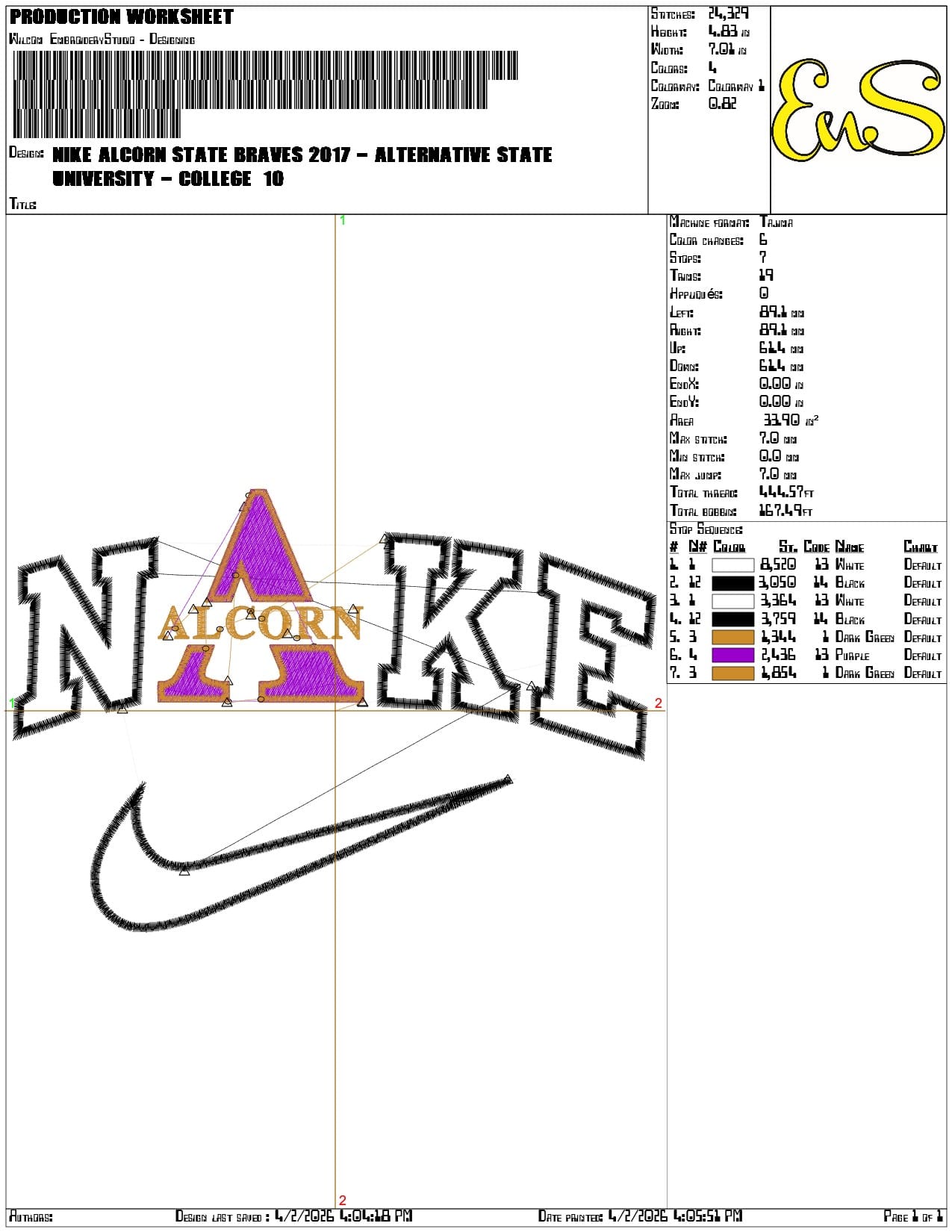 Nike Alcorn State Braves 2017 Alternative State University   - Elegant embroidery design file-instant download — view 3