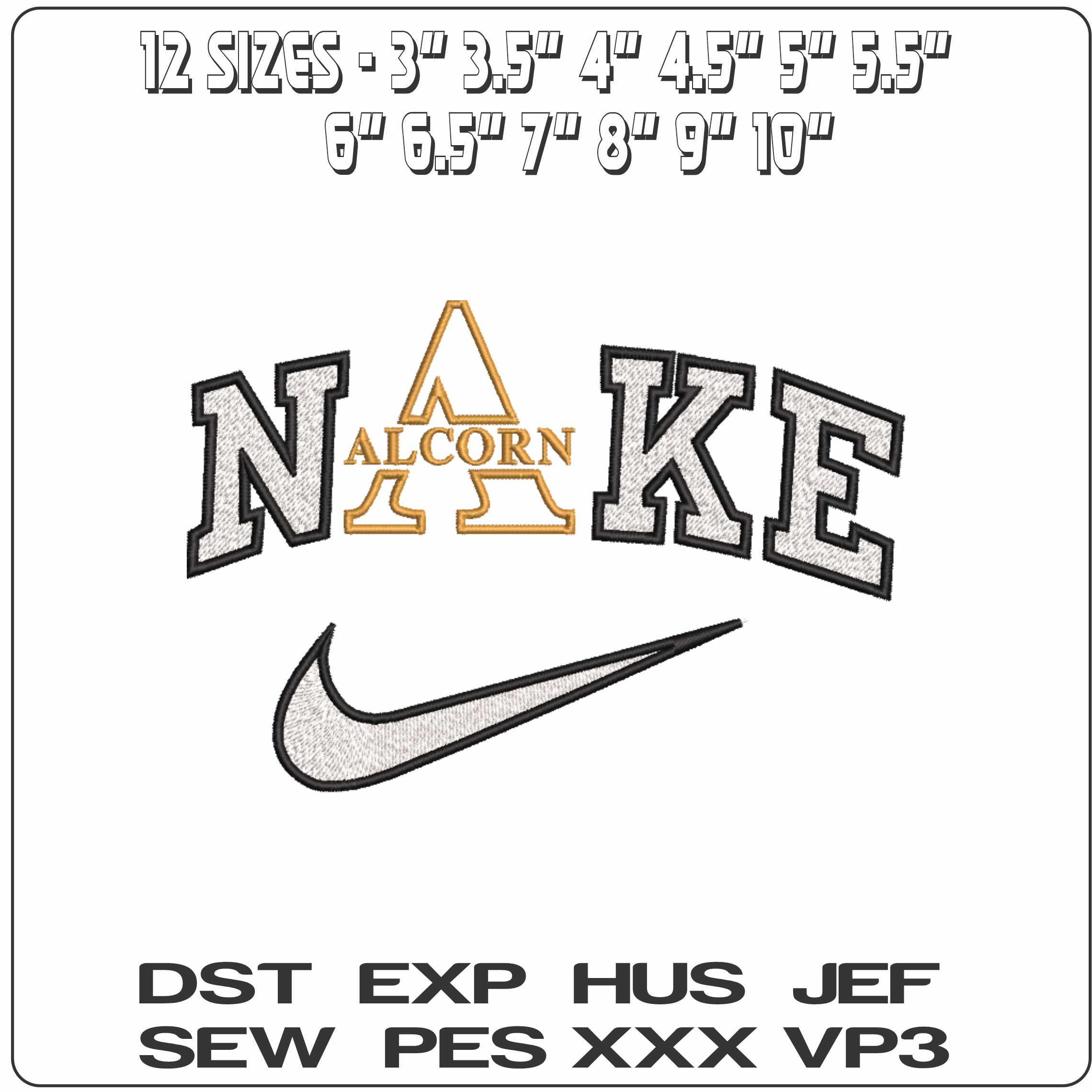 Nike Alcorn State Braves Alternative University   - Elegant embroidery design file-instant download — view 2