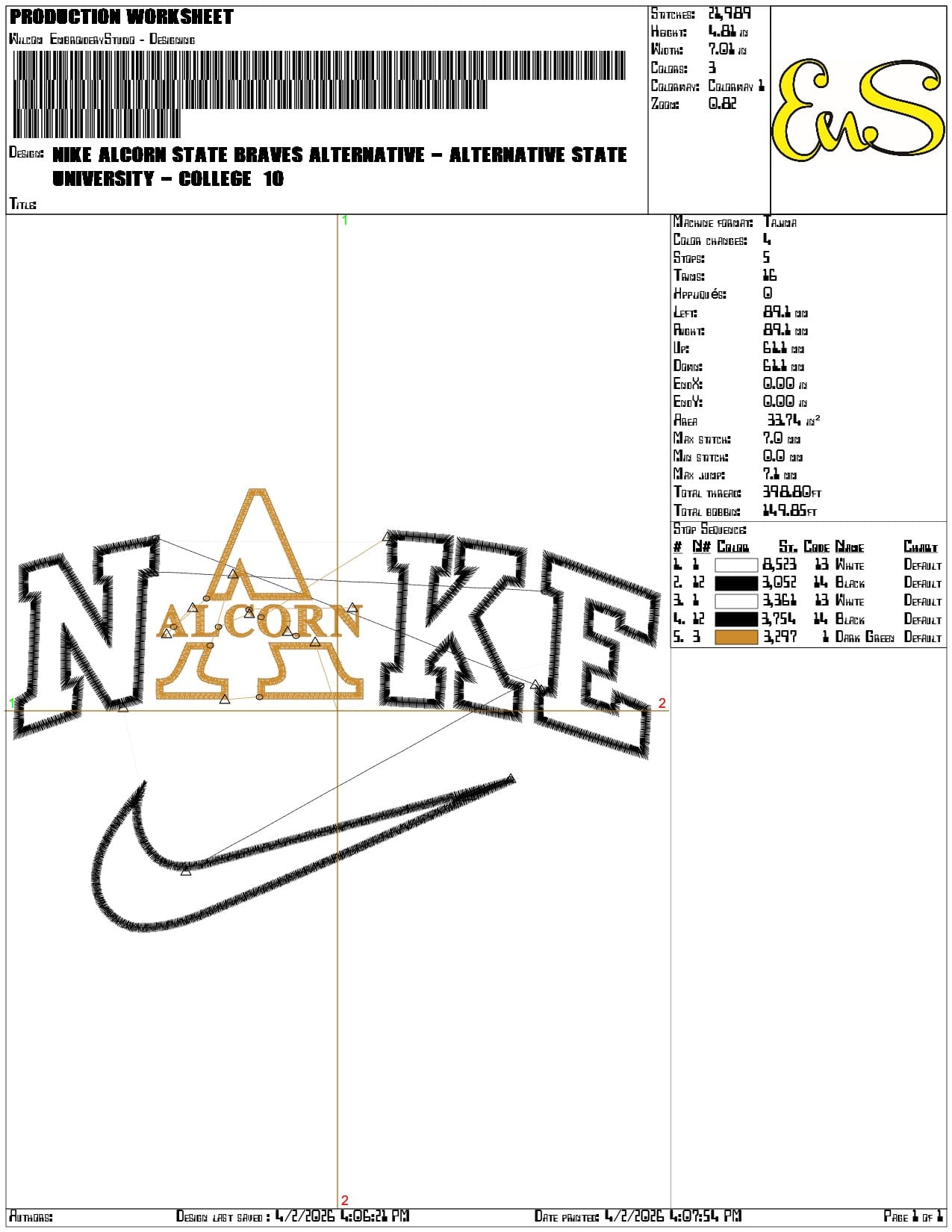 Nike Alcorn State Braves Alternative University   - Elegant embroidery design file-instant download — view 3