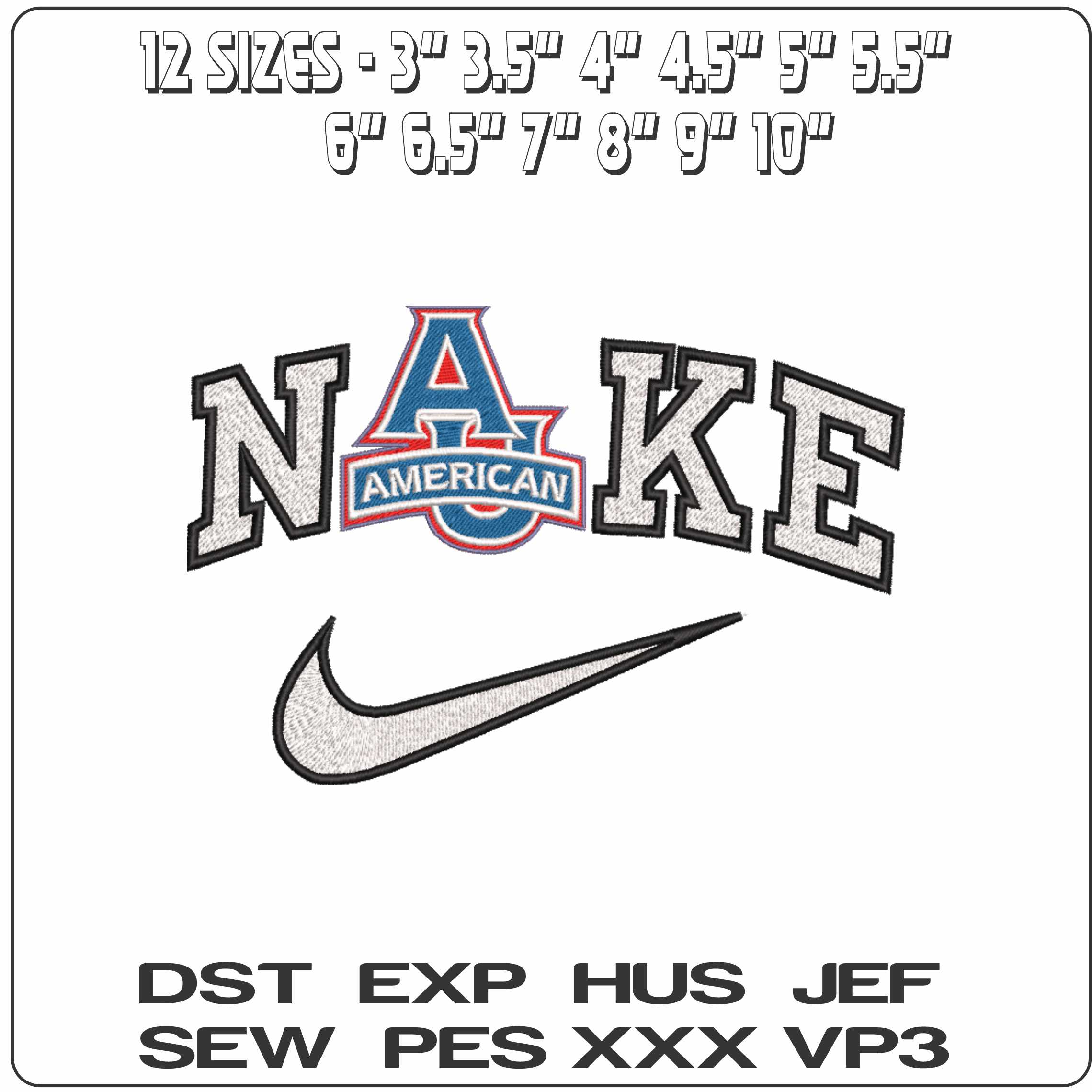 Nike American Eagles 2006 on American University   - Elegant embroidery design file-instant download — view 2