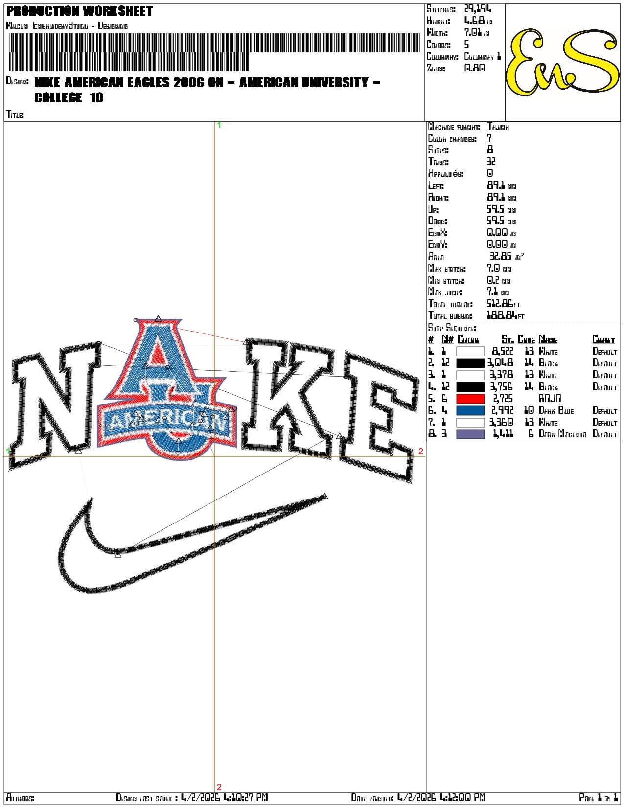 Nike American Eagles 2006 on American University   - Elegant embroidery design file-instant download — view 3