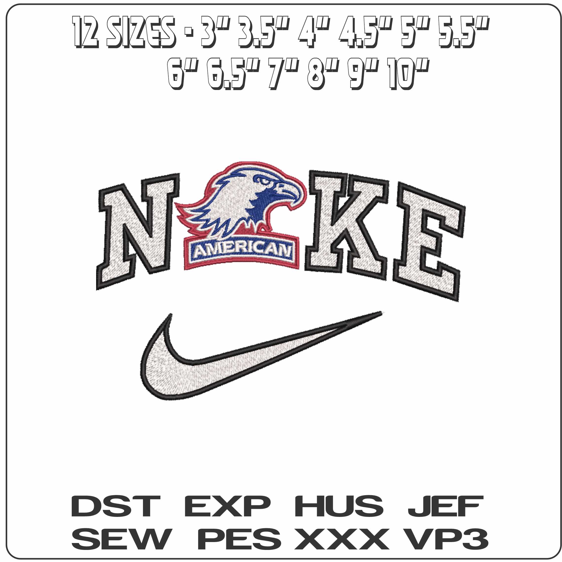 Nike American Eagles Alternative  University   - Elegant embroidery design file-instant download — view 2