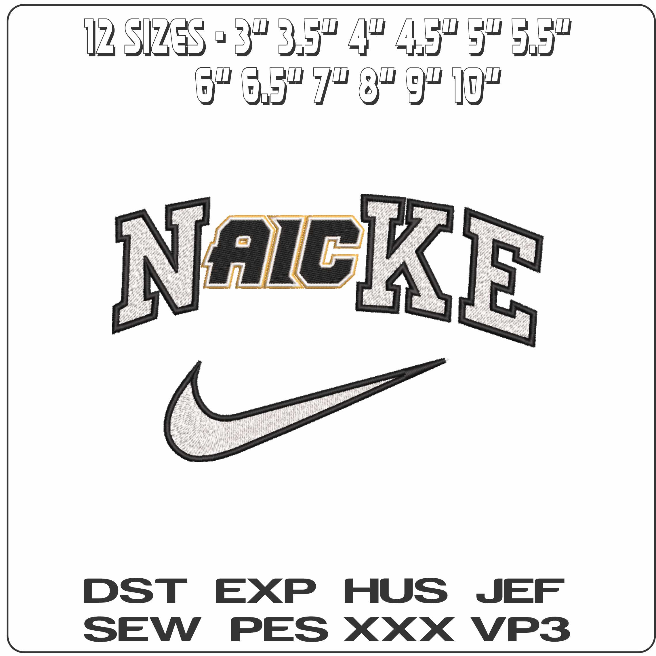 Nike American International Yellow Jackets 2025  College   - Elegant embroidery design file-instant download — view 2