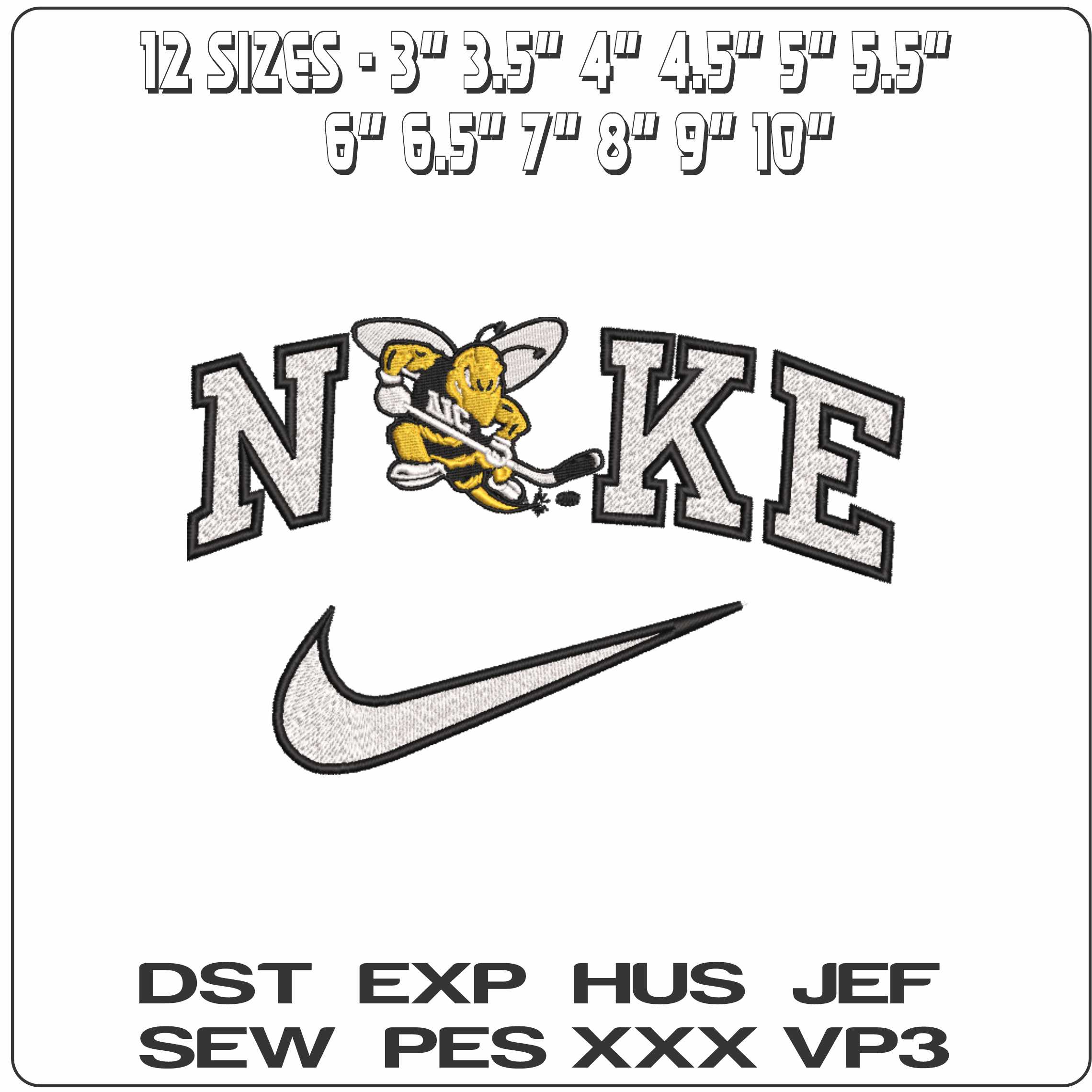 Nike American International Yellow Jackets Hockey College   - Elegant embroidery design file-instant download — view 2