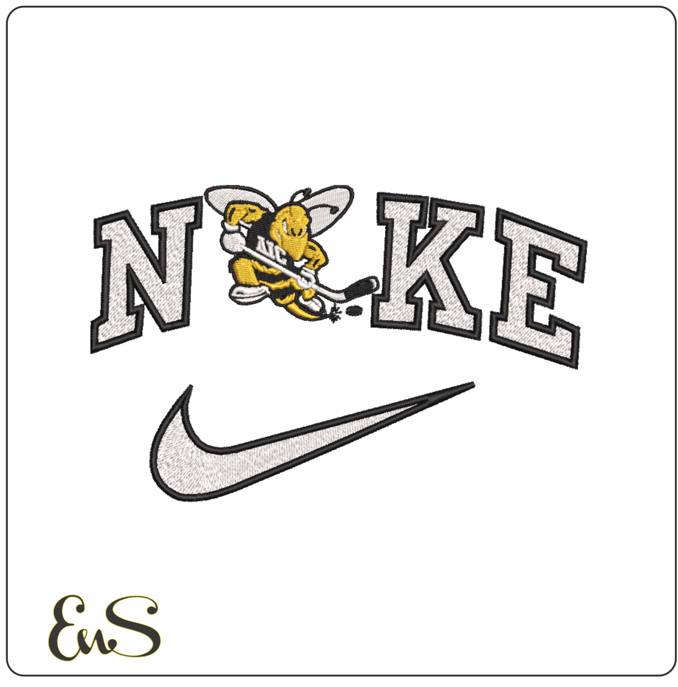 Nike American International Yellow Jackets Hockey College   - Elegant embroidery design file-instant download