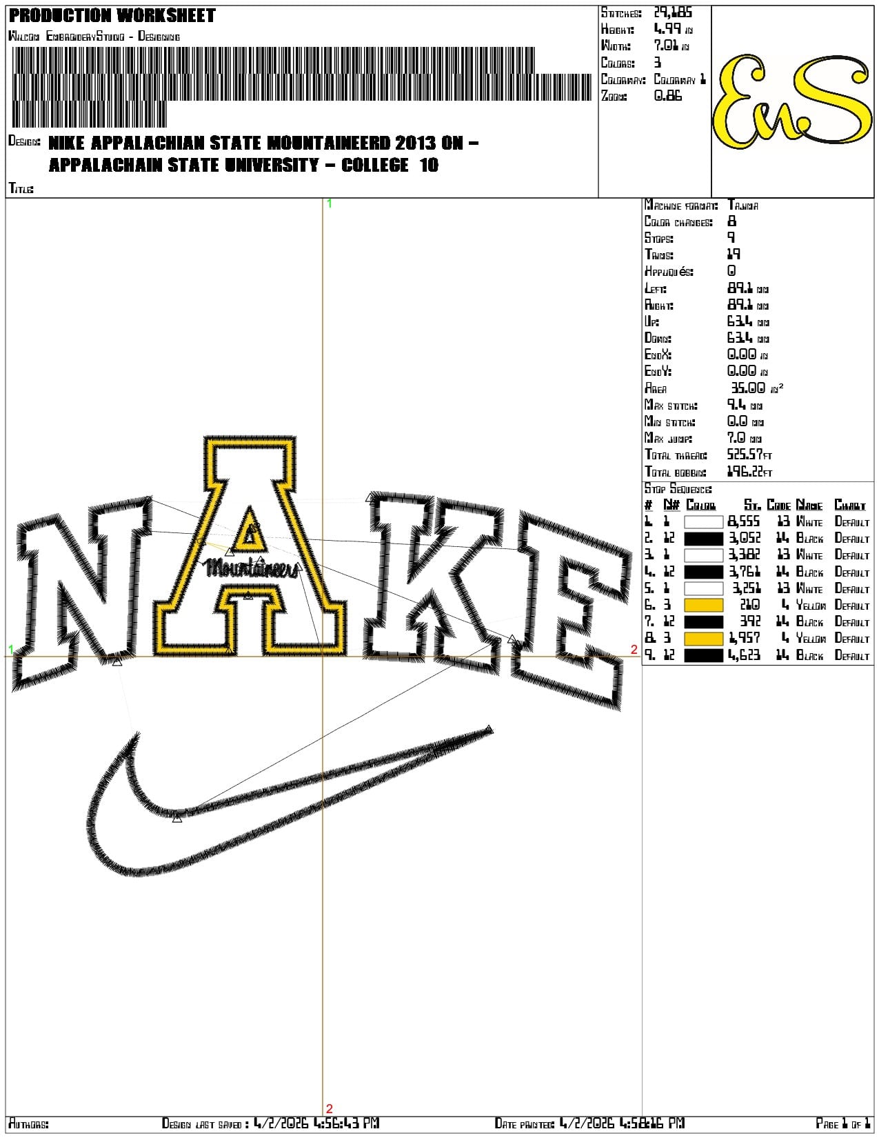 Nike Appalachian State Mountaineerd 2013 University   - Elegant embroidery design file-instant download — view 3