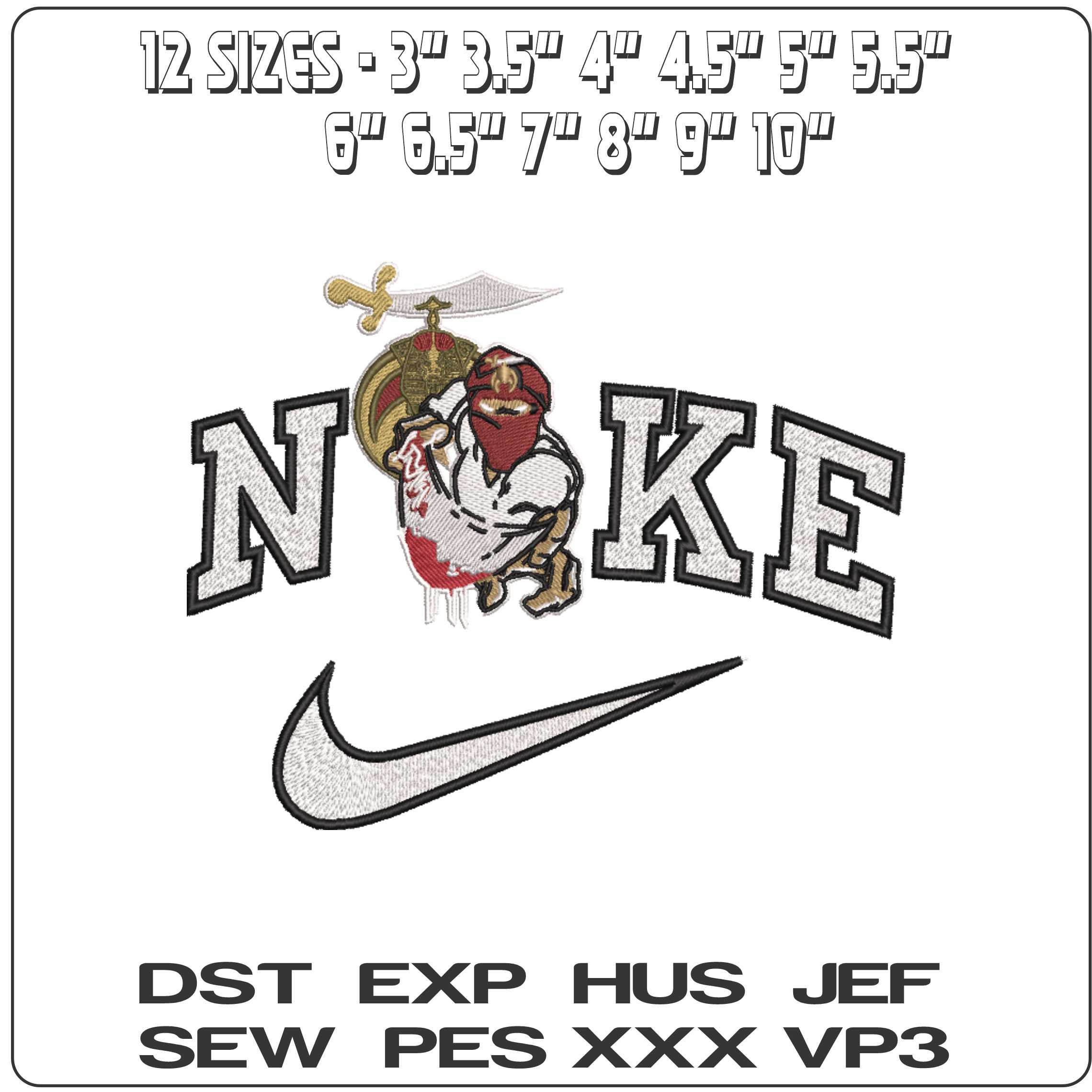 Nike Arabian Knight with Bloody Sword   - Elegant embroidery design file-instant download — view 2