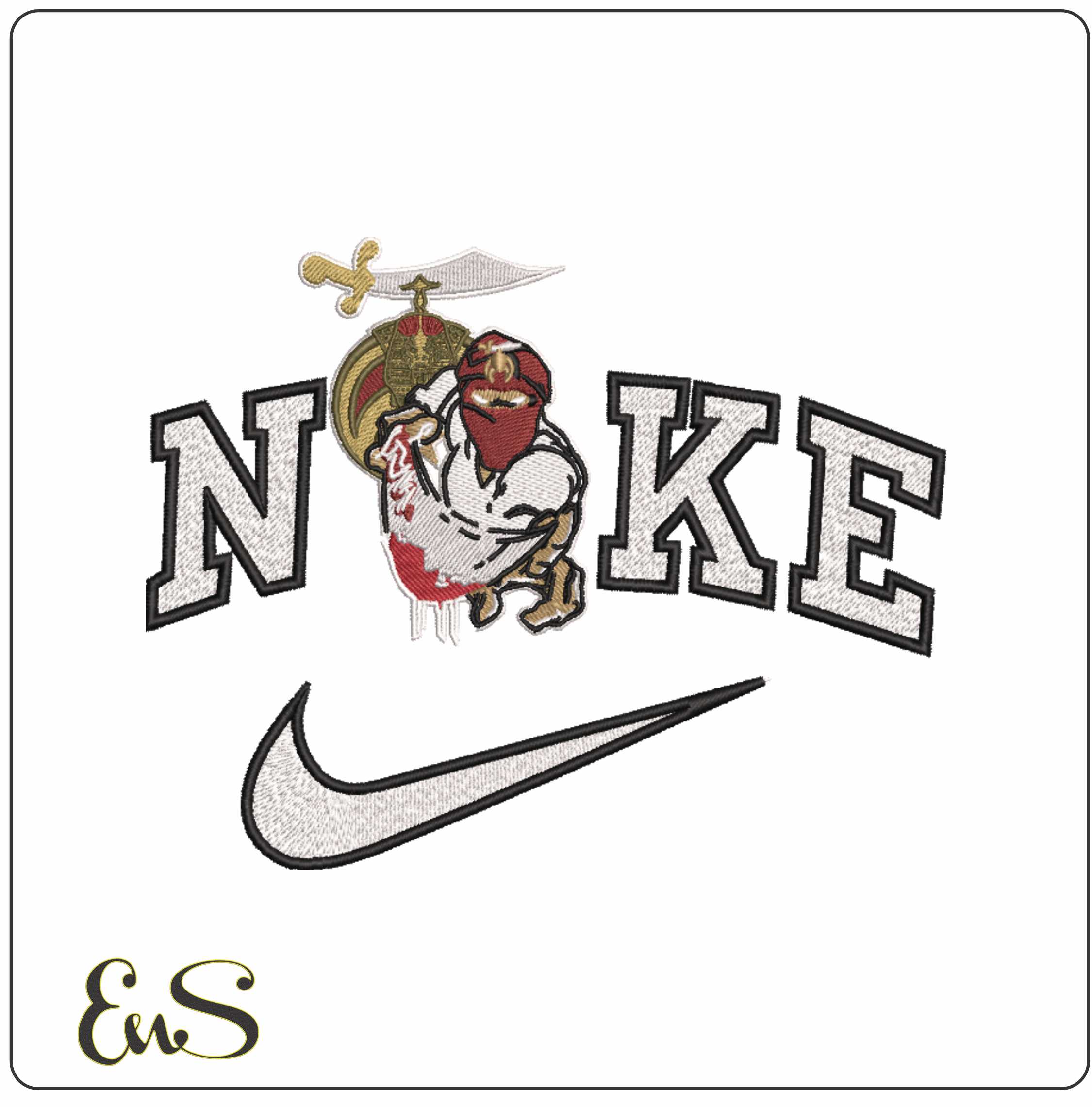 Nike Arabian Knight with Bloody Sword   - Elegant embroidery design file-instant download