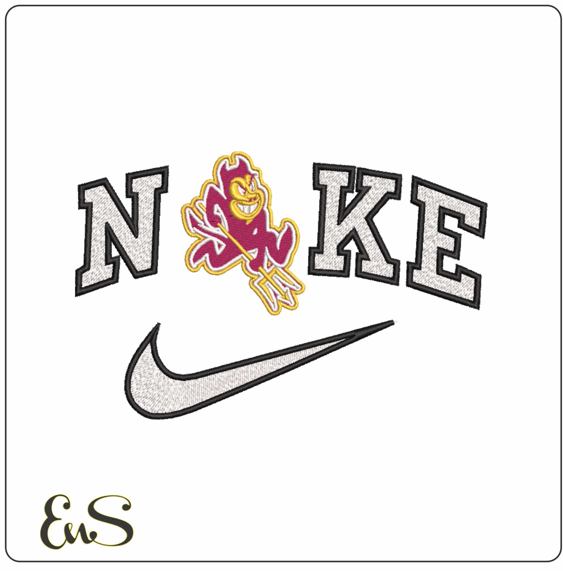 Nike Arizona State Sun Devils 1980 2010  University   - Elegant embroidery design file-instant download